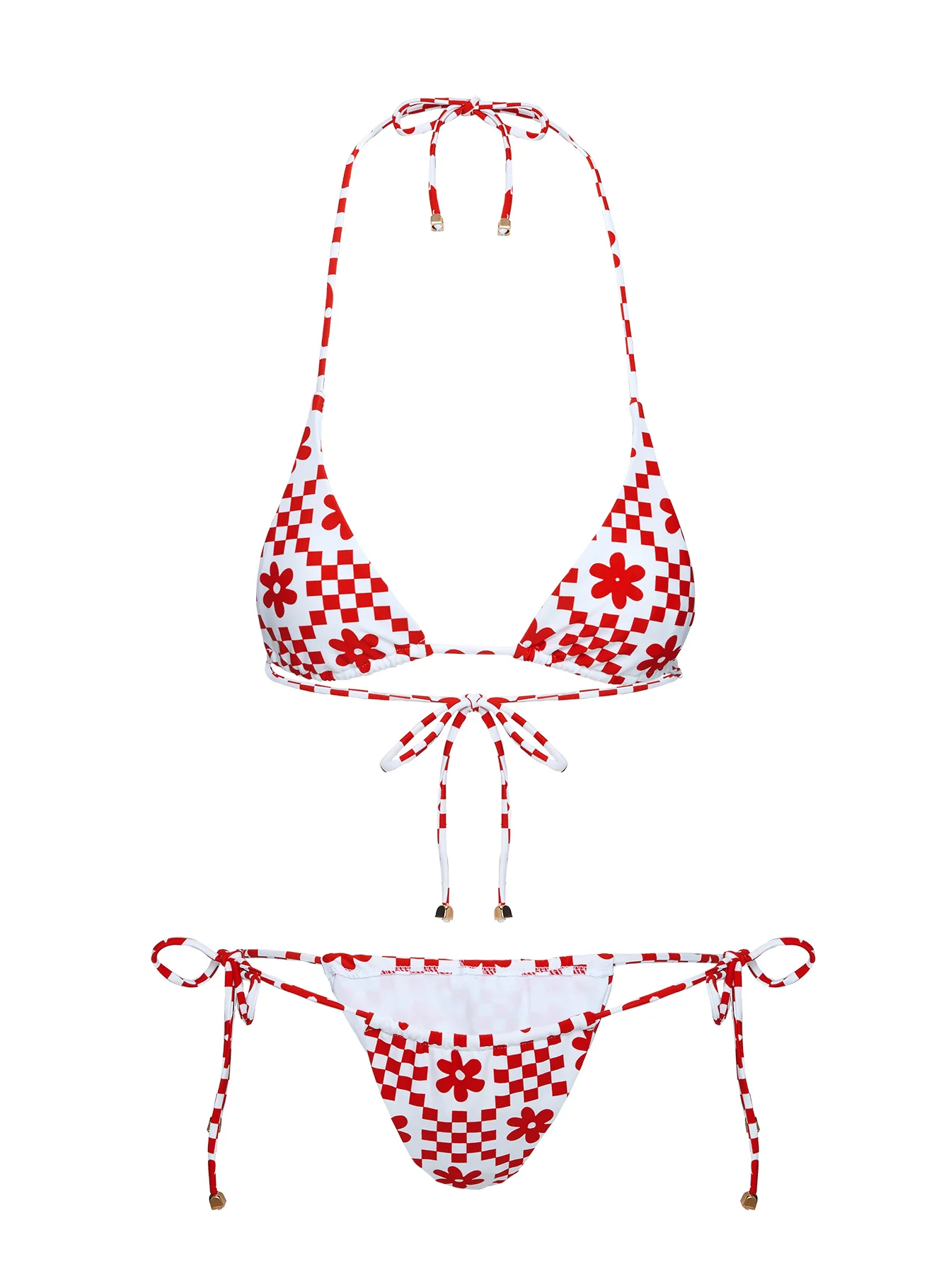 Jenner Triangle Bikini Top Red Check - Image 5