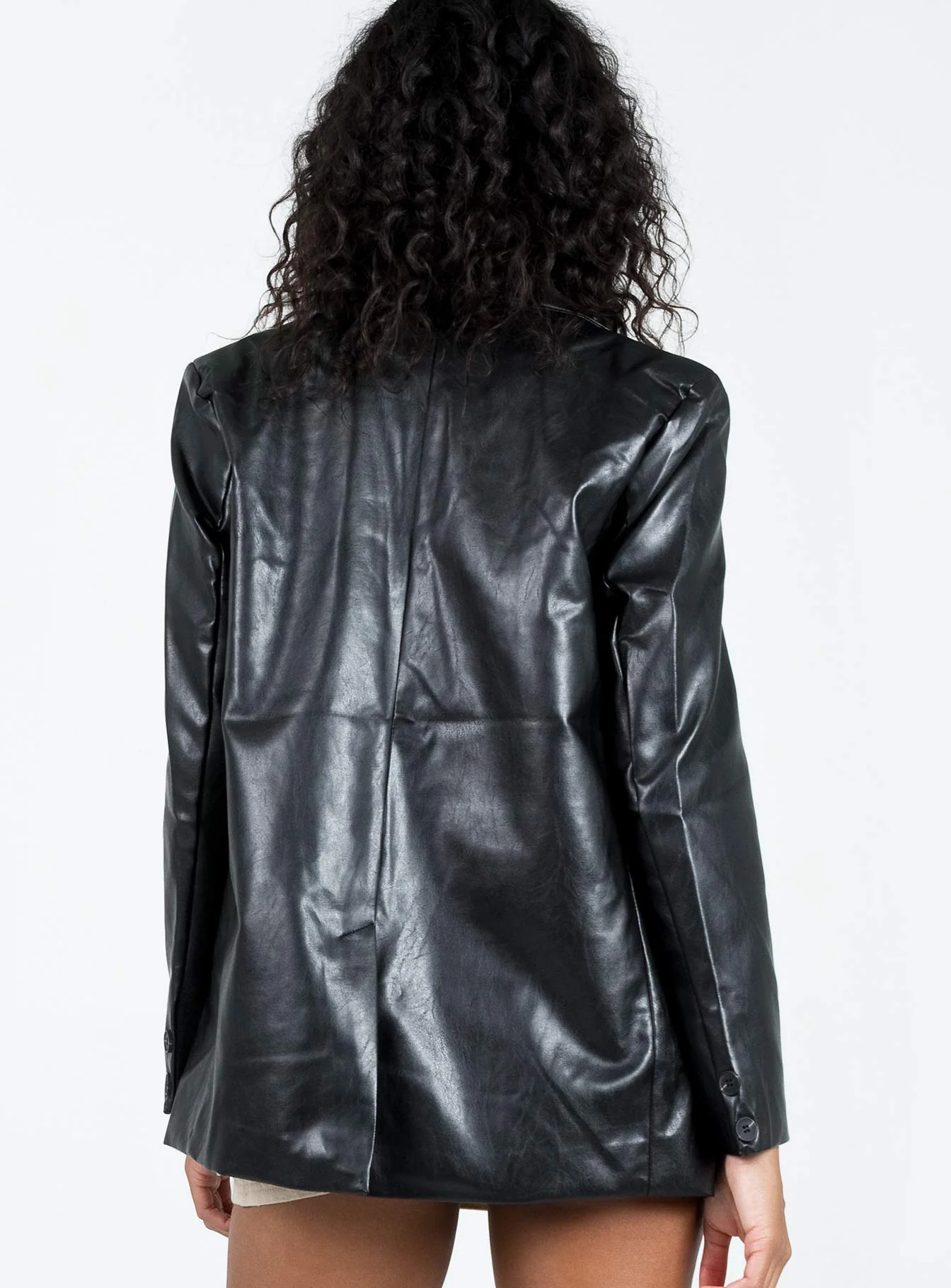 Jocelyn Faux Leather Blazer Black - Image 10
