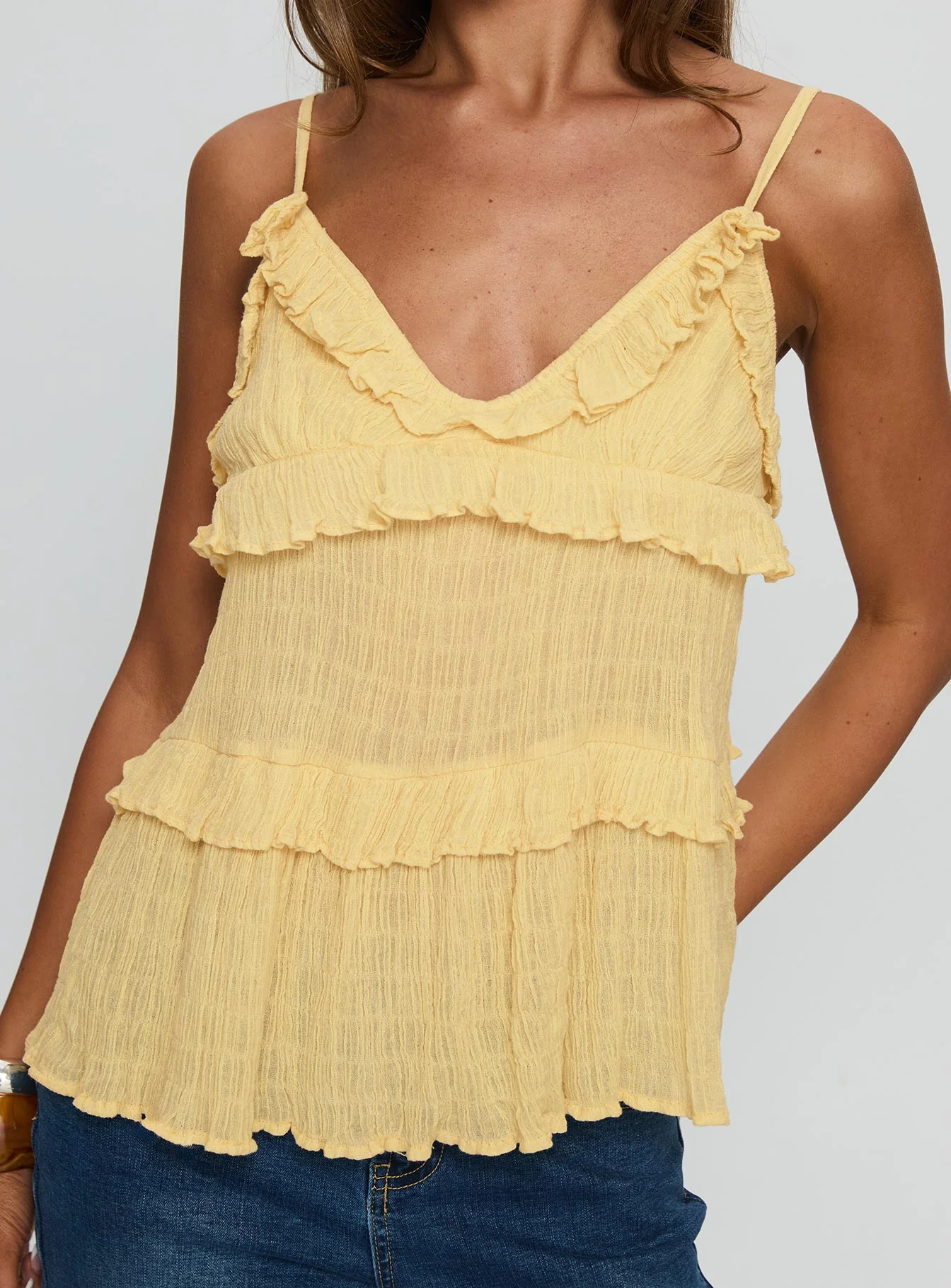 Jorjia Ruffle Cami Top Yellow - Image 6