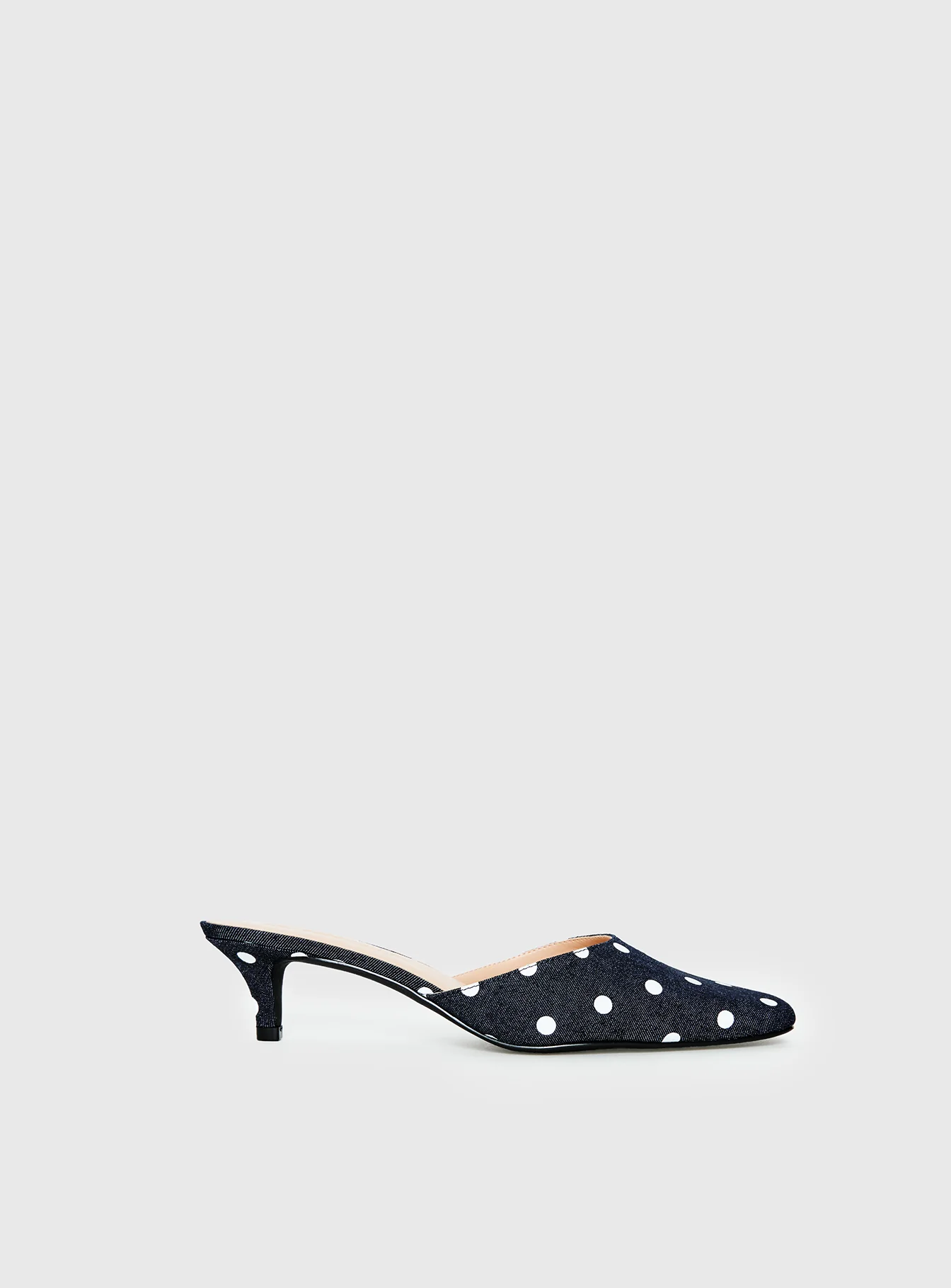 Kaelina Kitten Heels Denim Polka