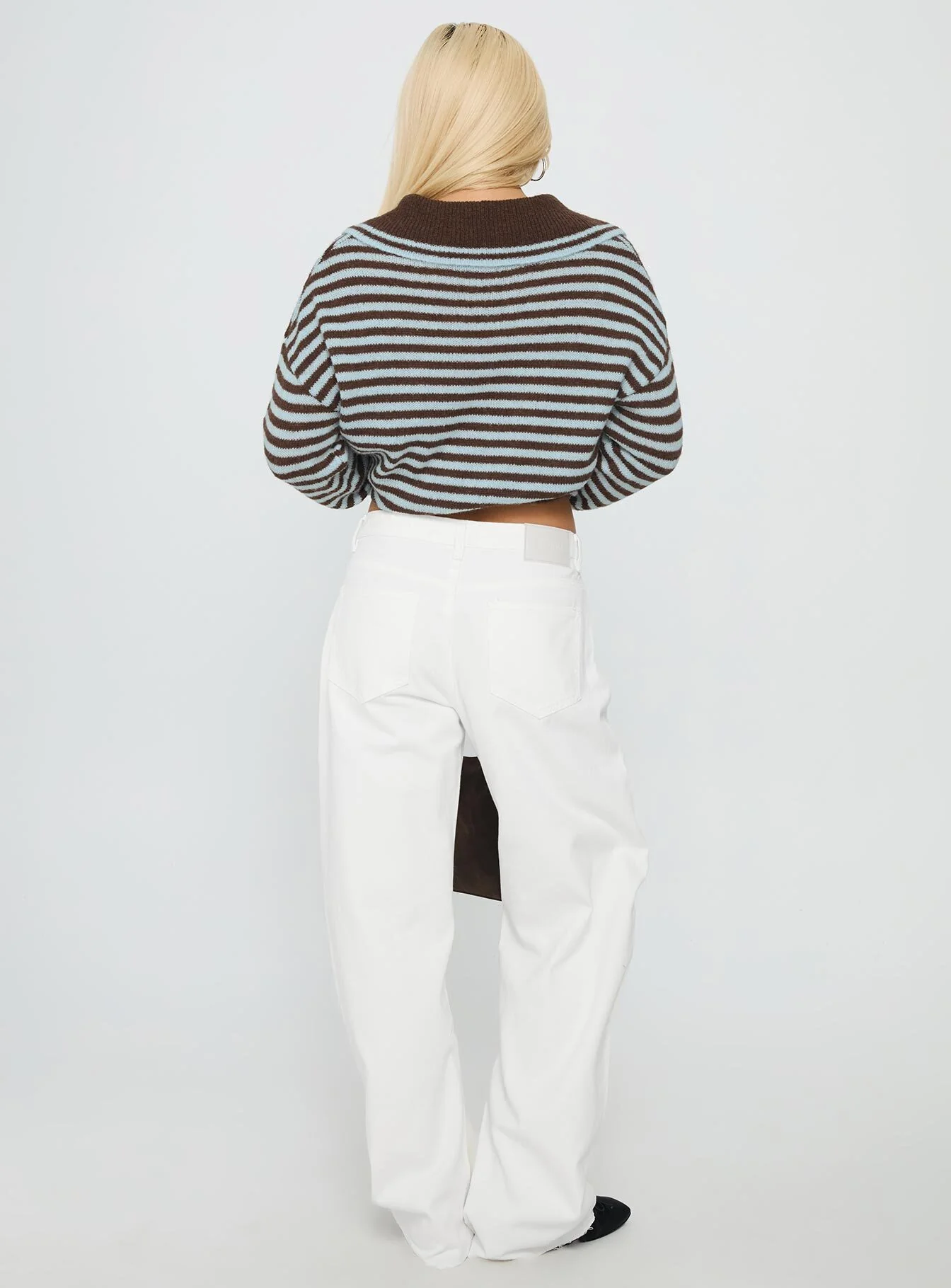 Kaio Mid Rise Barrel Leg Denim Jeans White - Image 5