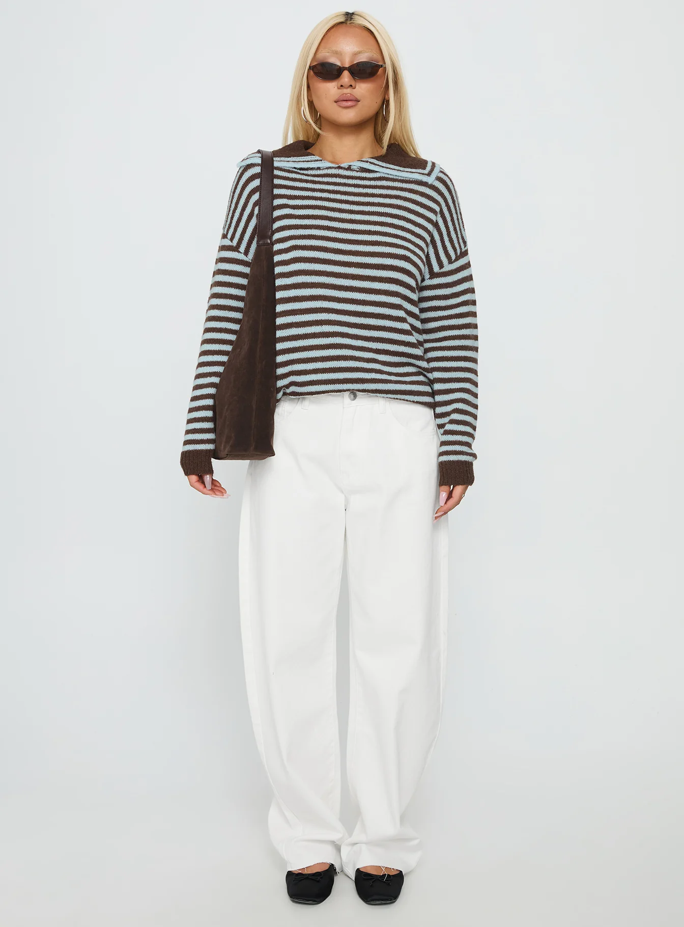 Kaio Mid Rise Barrel Leg Denim Jeans White - Image 7
