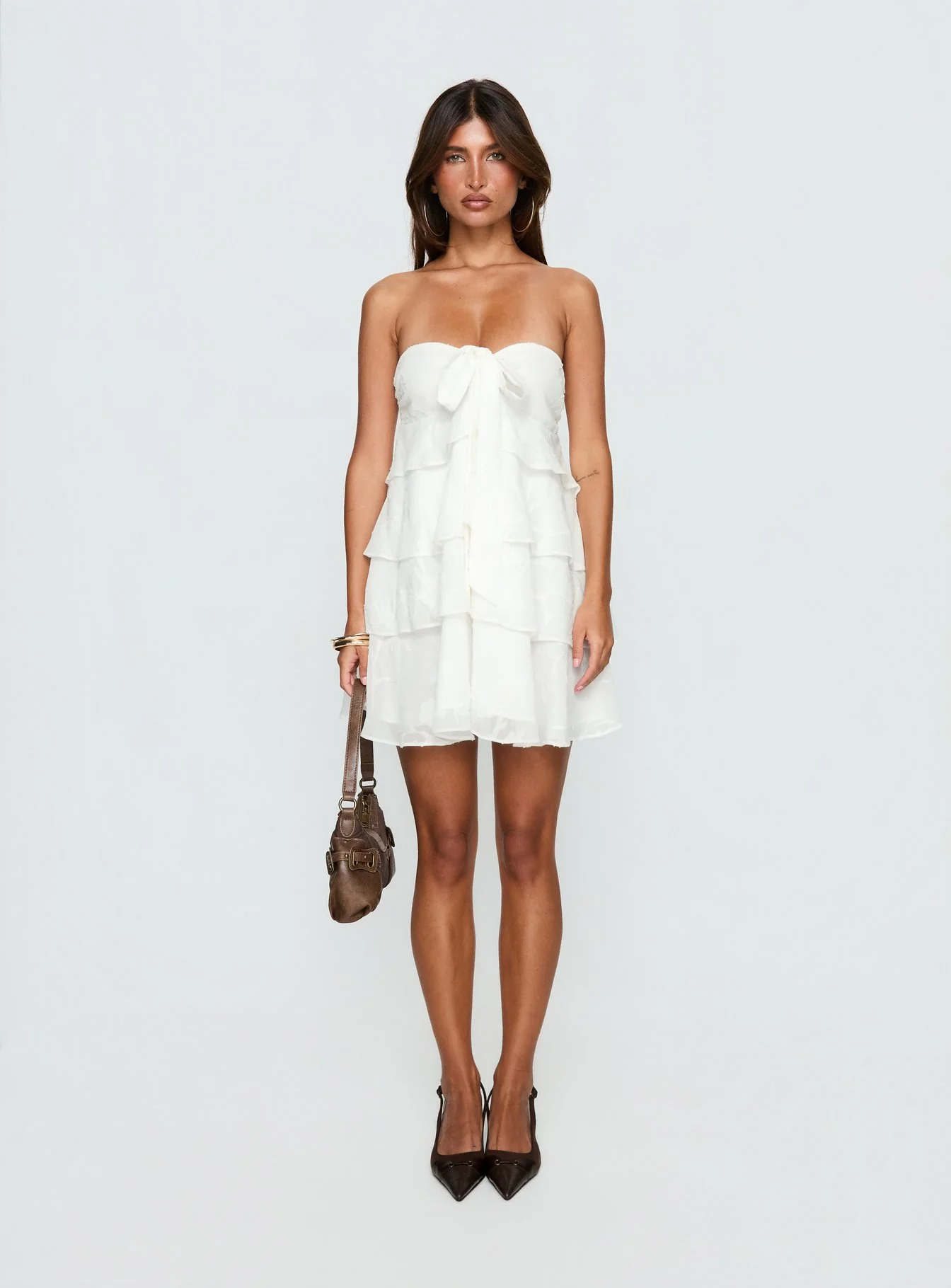 Kalari Strapless Layered Mini Dress White - Image 7