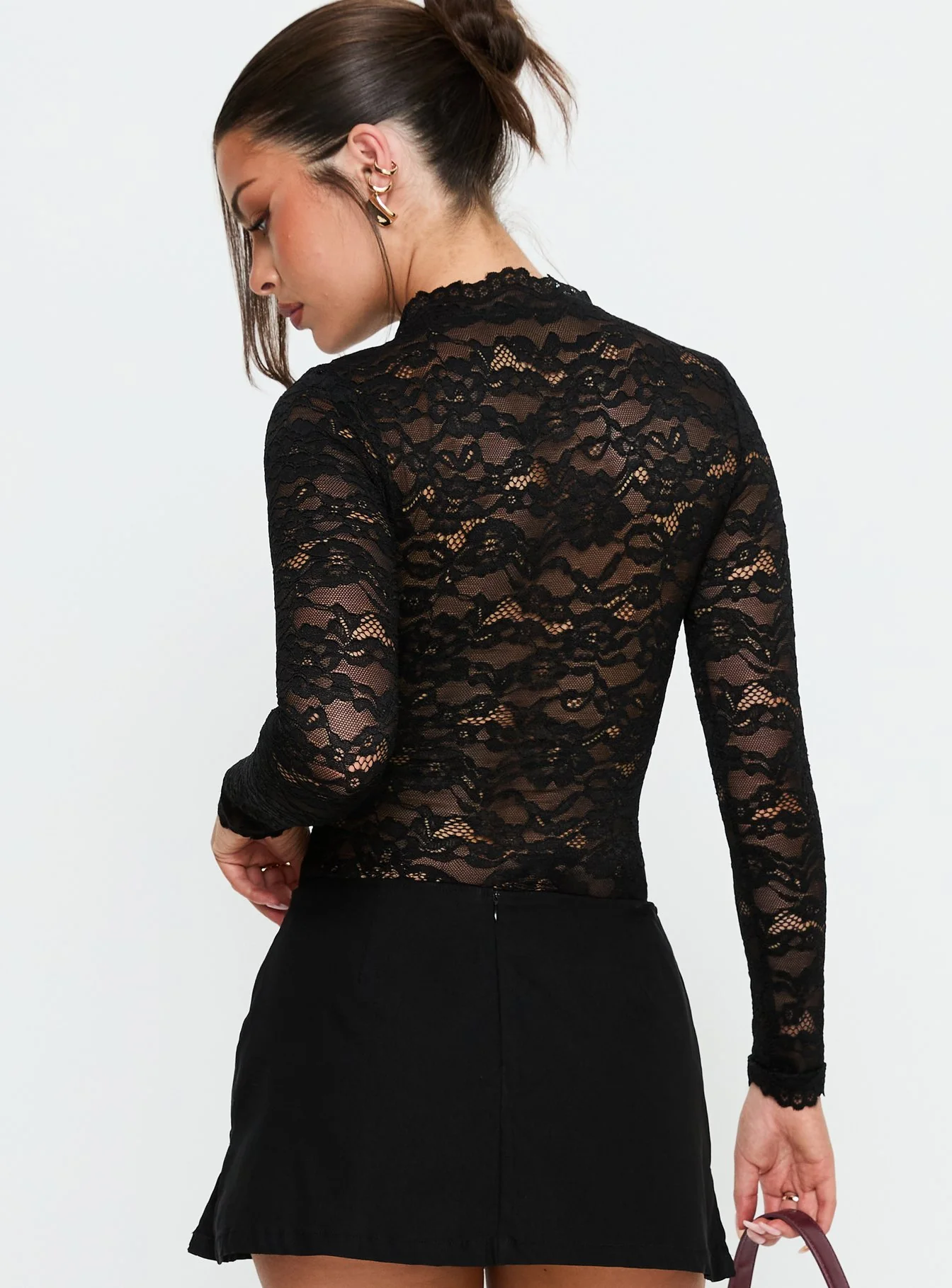 Kamara Long Sleeve Lace Bodysuit Black - Image 5