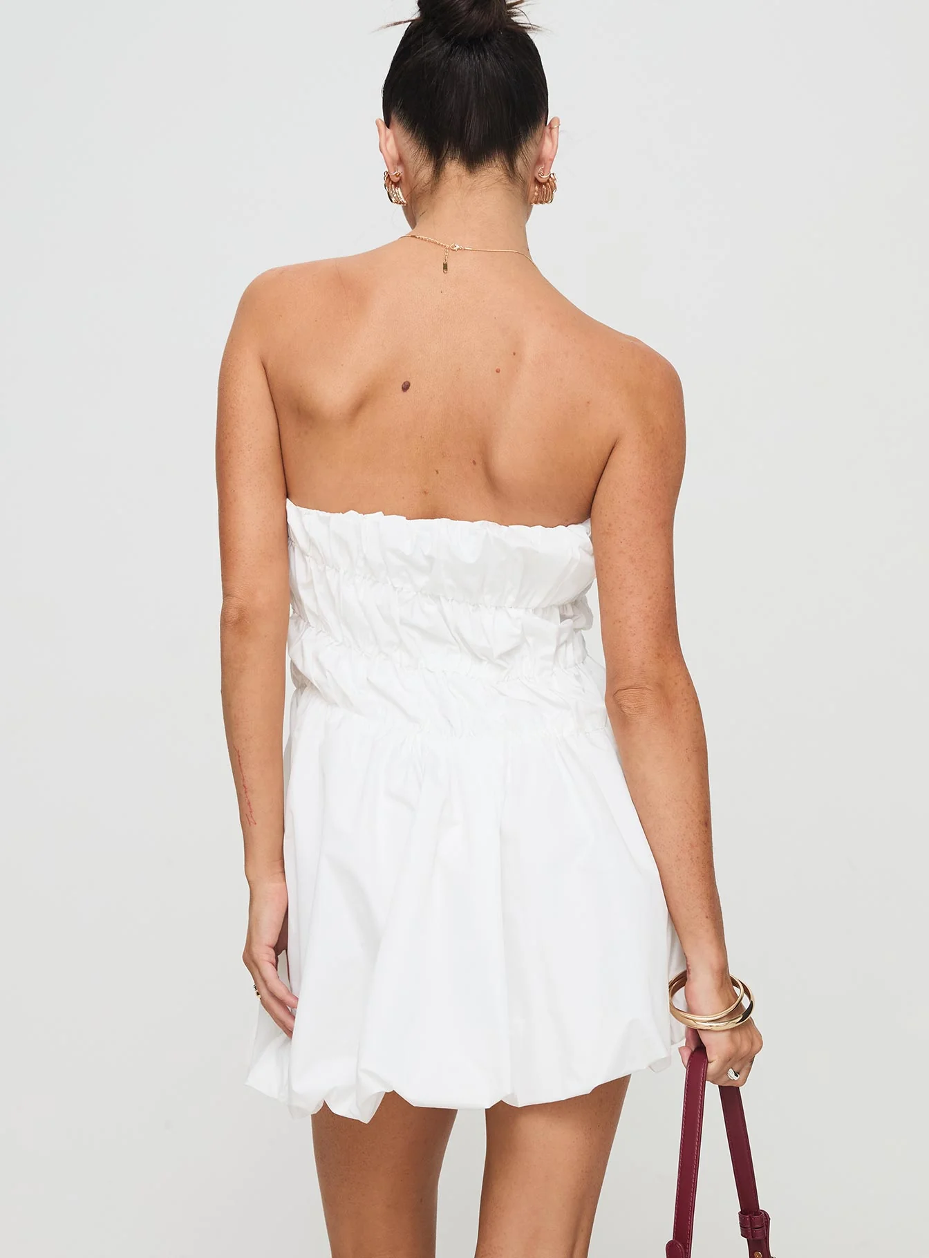 Karenza Bubble Hem Mini Dress White - Image 5