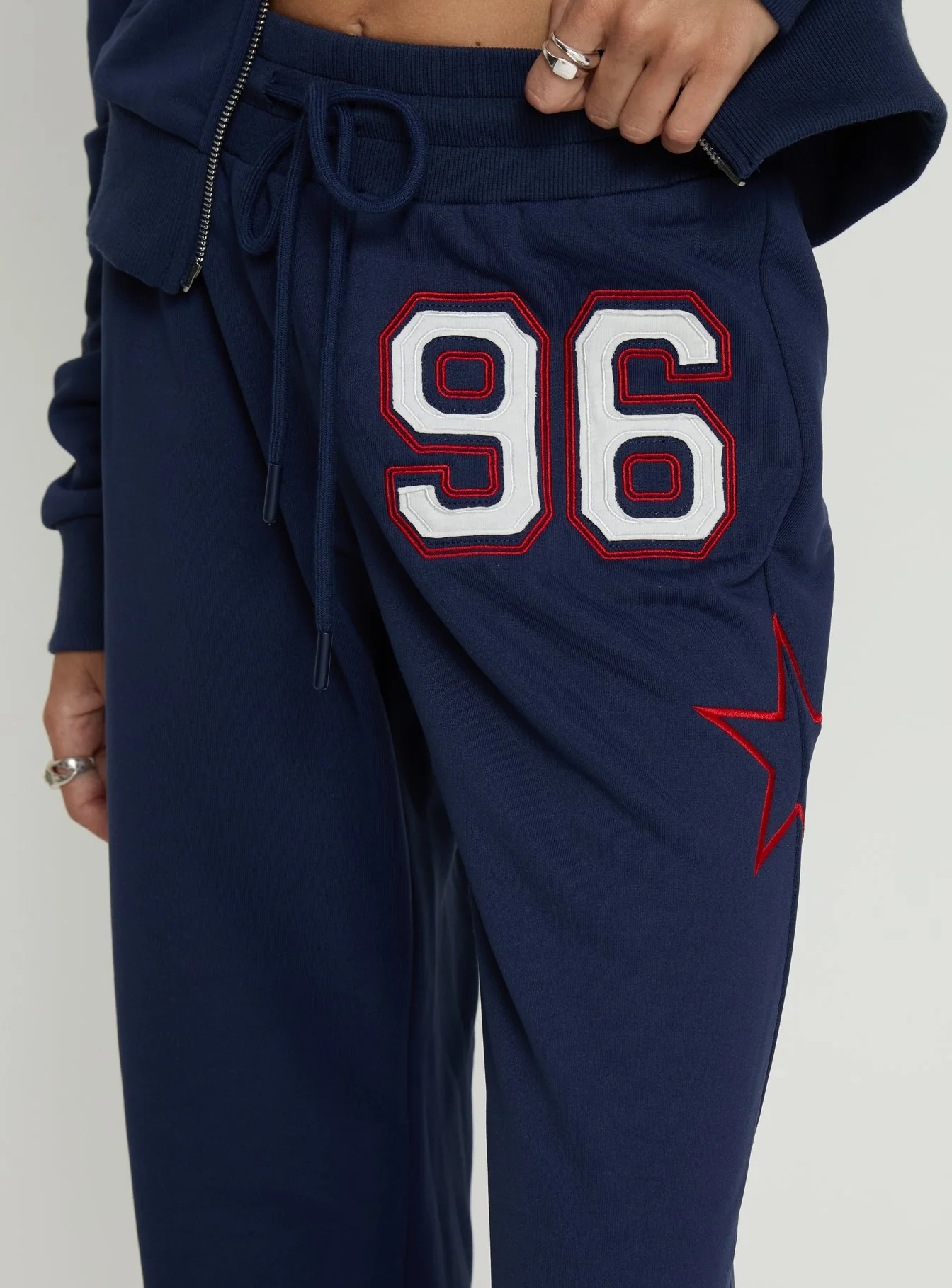 Kari Distressed Patch Track Pant Navy Multi - Image 6