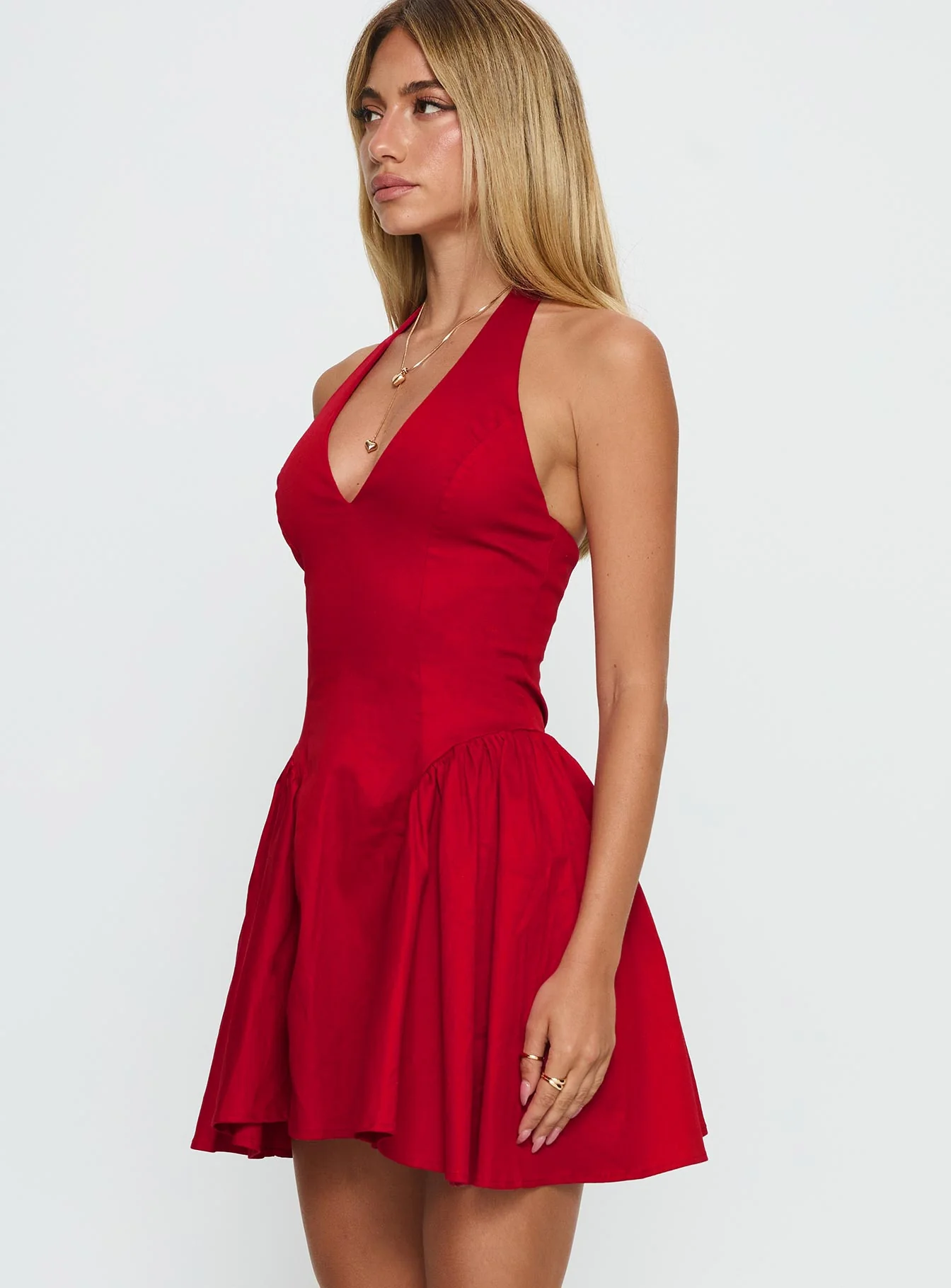 Karisse Halter Mini Dress Red - Image 4