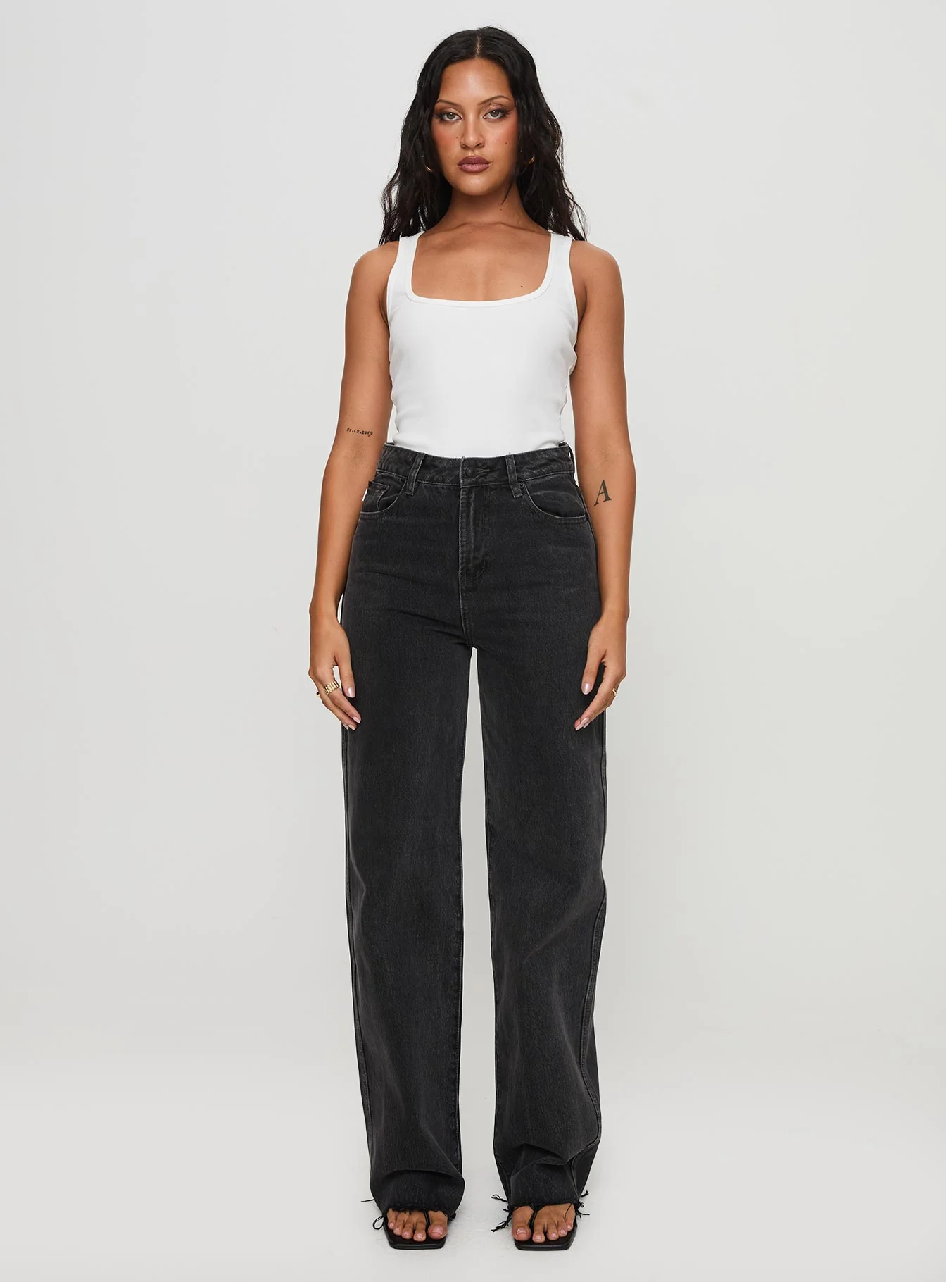 Karlina High Rise Straight Leg Jeans Charcoal - Image 7