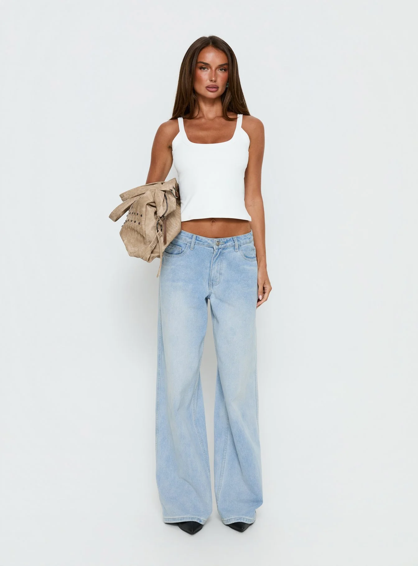 Kasper Cinched Longline Tank Top White - Image 7