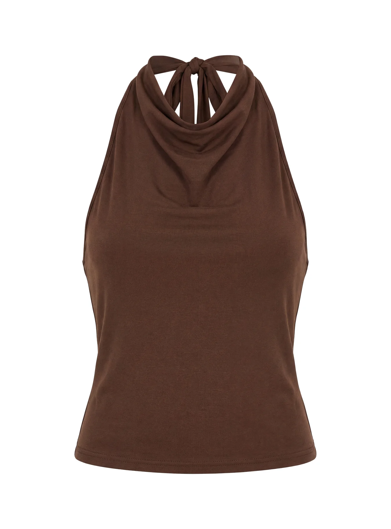 Katiana High Neck Cowl Top Brown - Image 9
