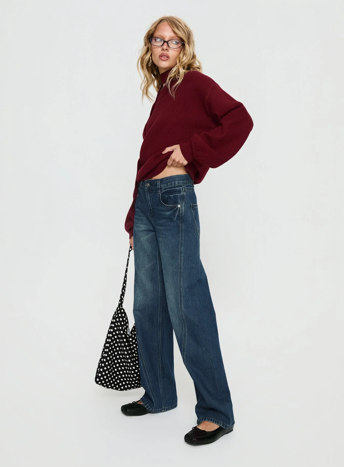 Kellsie High Rise Wide Leg Jeans Dark Blue Wash - Image 4
