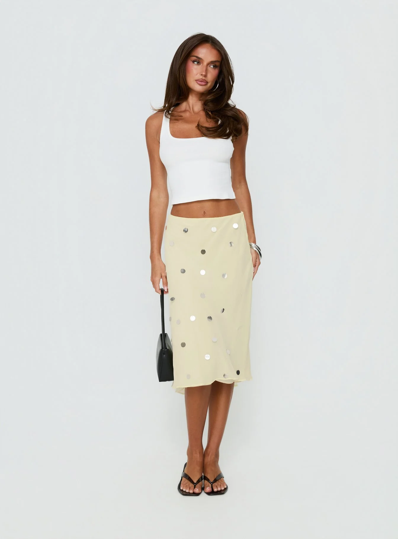 Kessiah Sequin Midi Skirt Yellow - Image 2