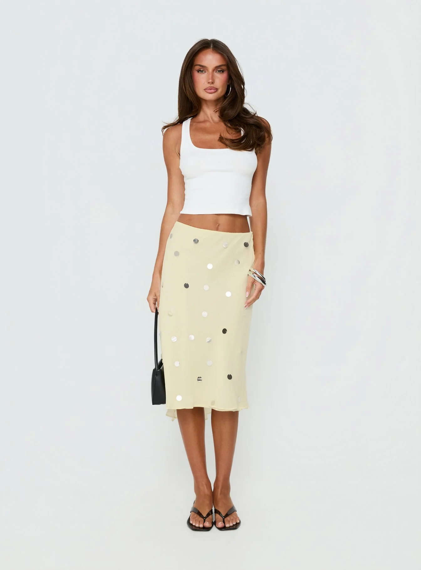 Kessiah Sequin Midi Skirt Yellow - Image 7