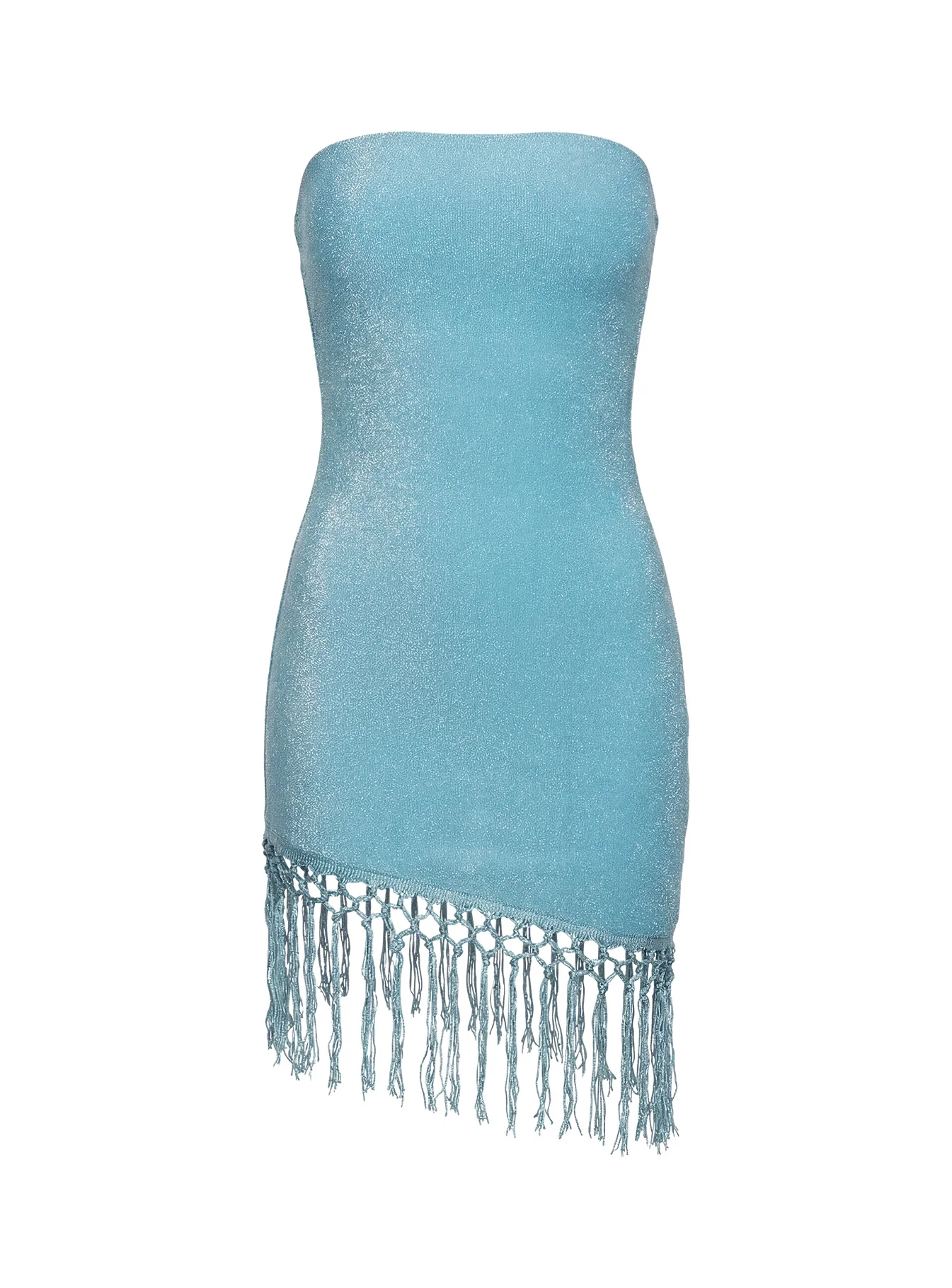 Keyana Strapless Tassel Mini Dress Blue Shimmer - Image 12