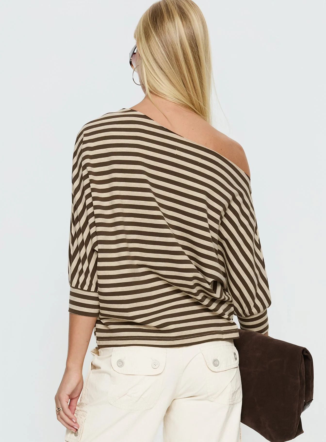 Keyes 3/4 Sleeve Off Shoulder Top Multi Stripe - Image 5