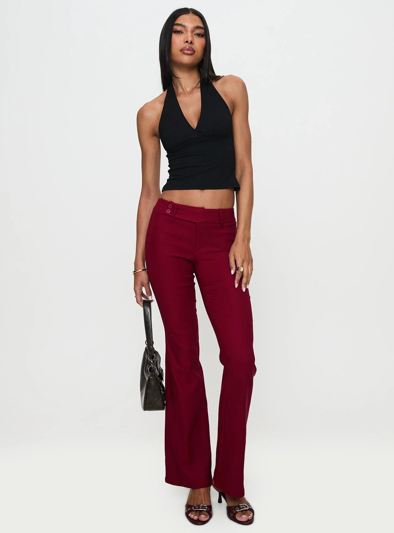 Kinkirk Flared Pants Burgundy - Image 3