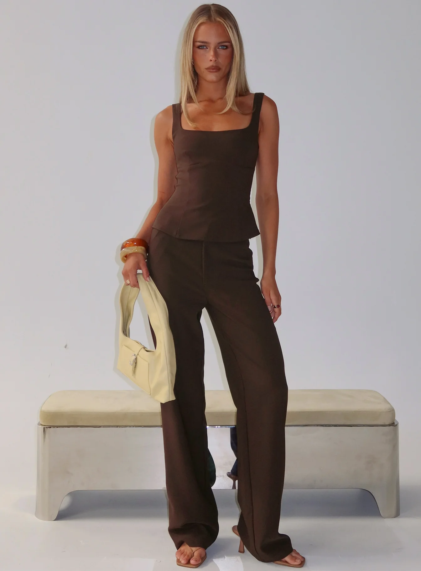 Kinsie Tailored Pants Brown - Image 8