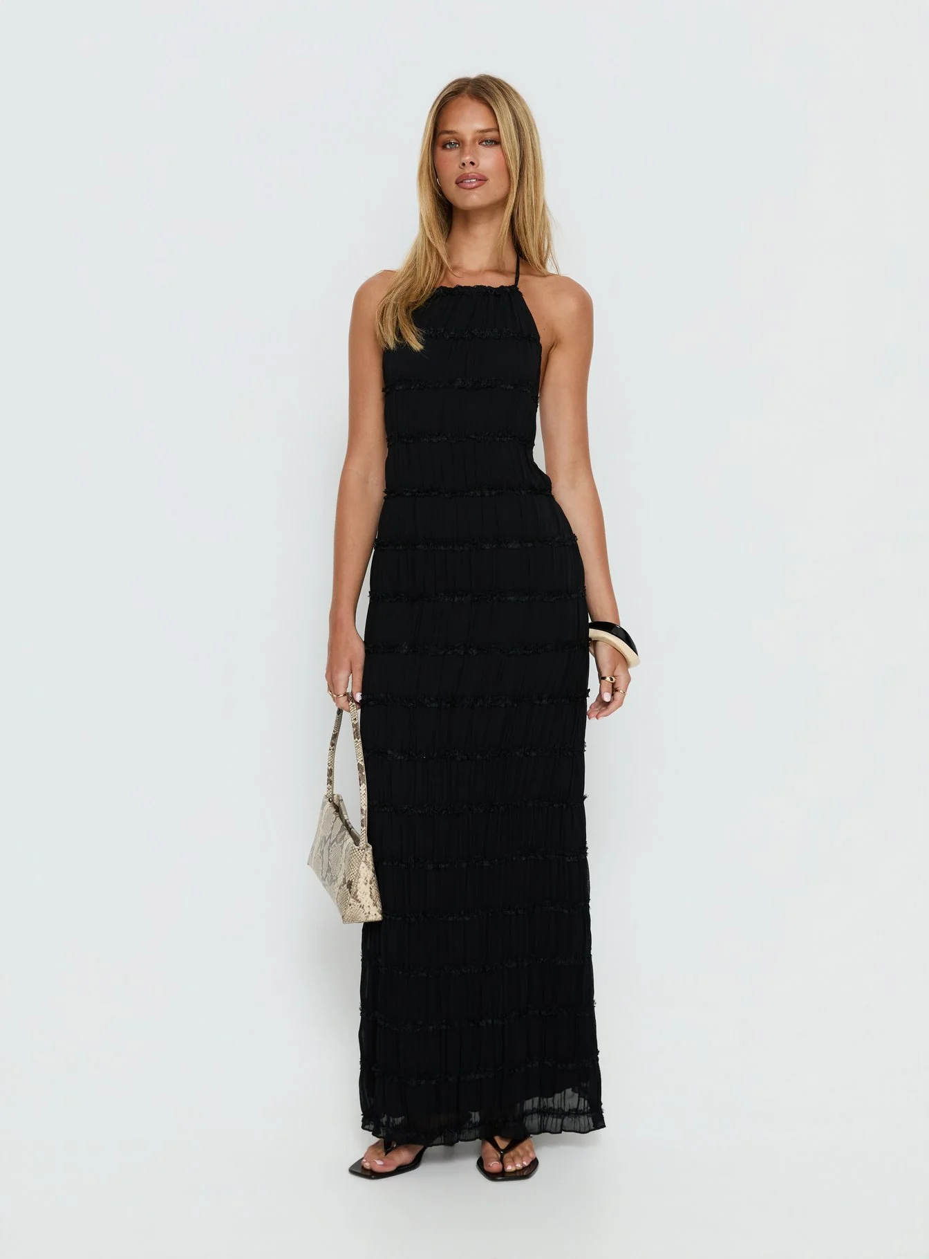 Klarissa Halter Maxi Dress Black - Image 3