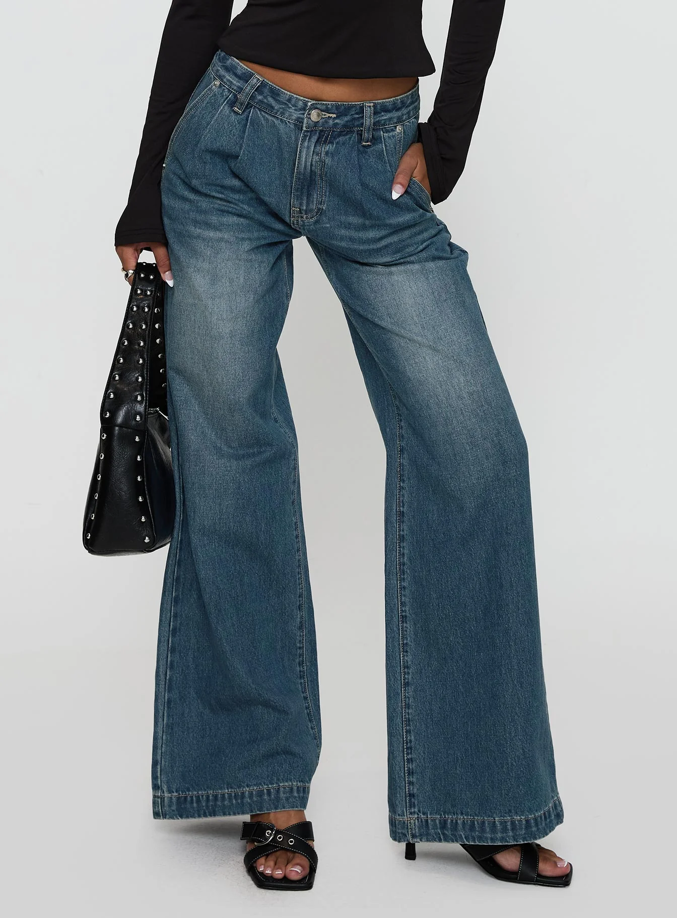 Laguardia Mid Rise Wide Leg Jeans Dark Blue Wash - Image 2