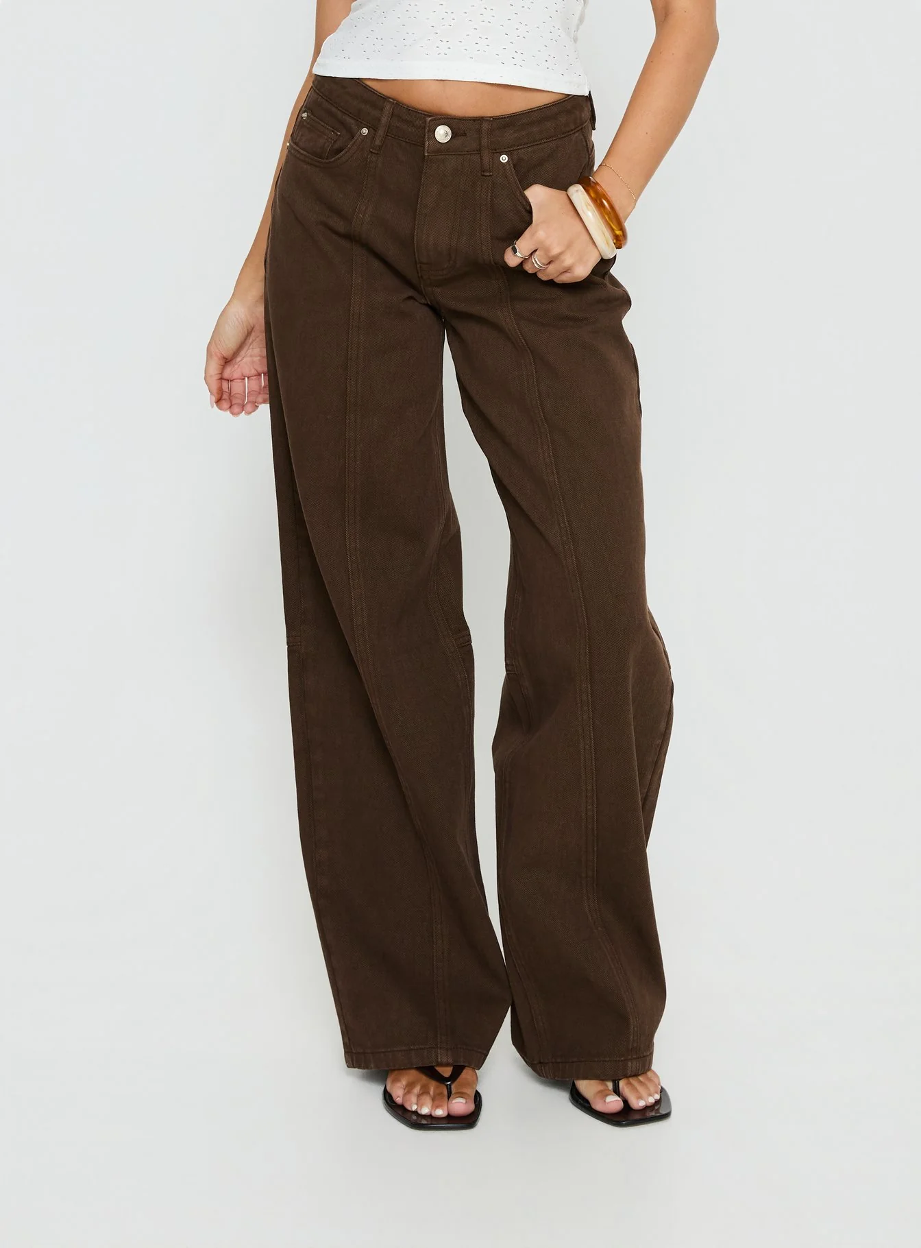 Lando Low Rise Straight Leg Jeans Chocolate - Image 2