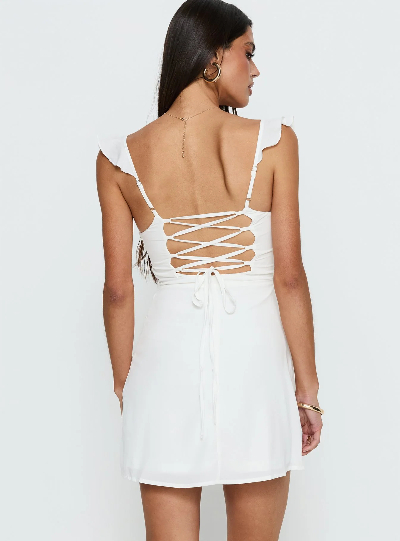 Landon Mini Dress White - Image 5