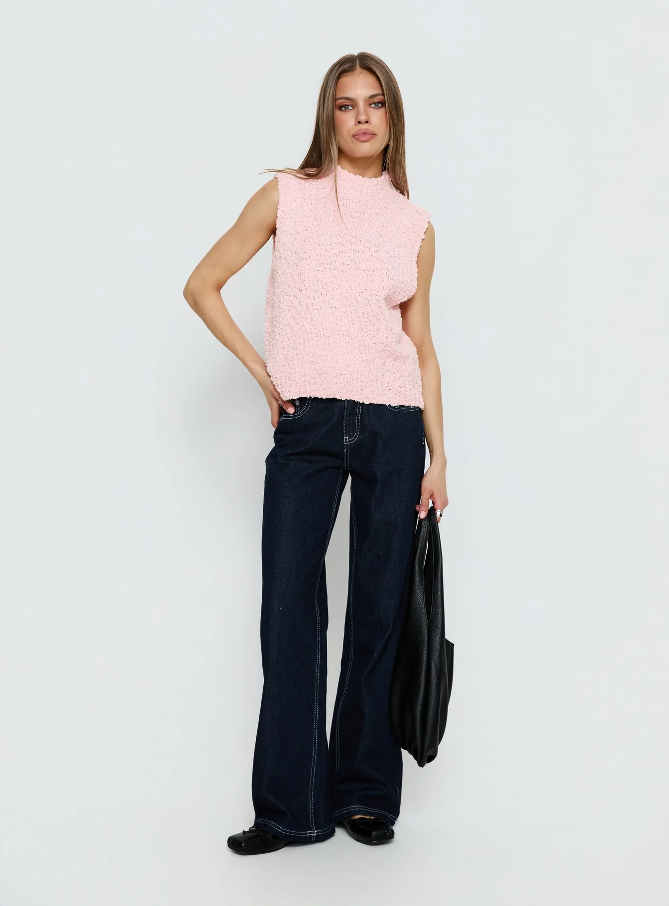 Lanette High Neck Sleeveless Top Soft Pink - Image 2