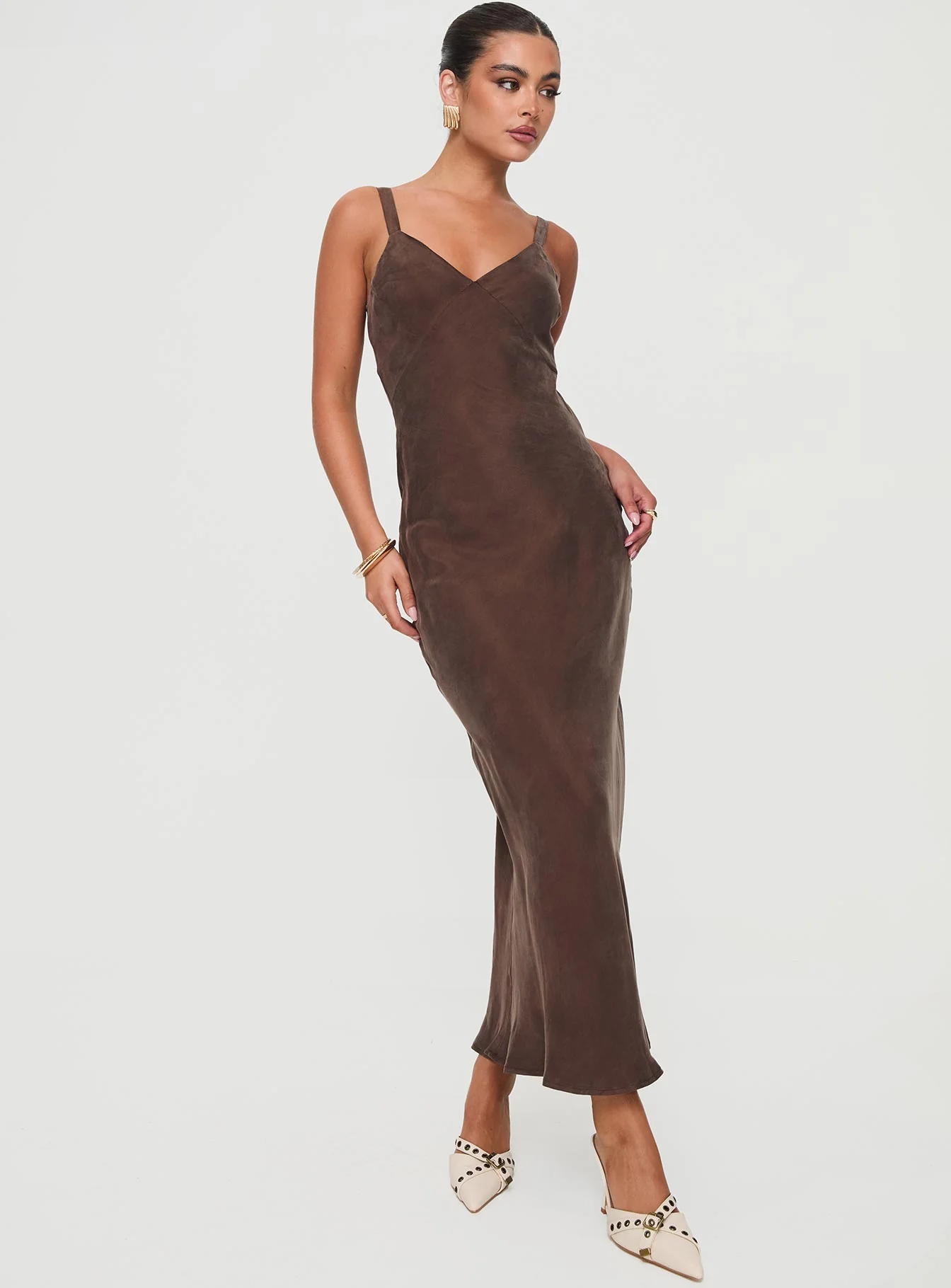 Laurette Maxi Dress Brown - Image 3