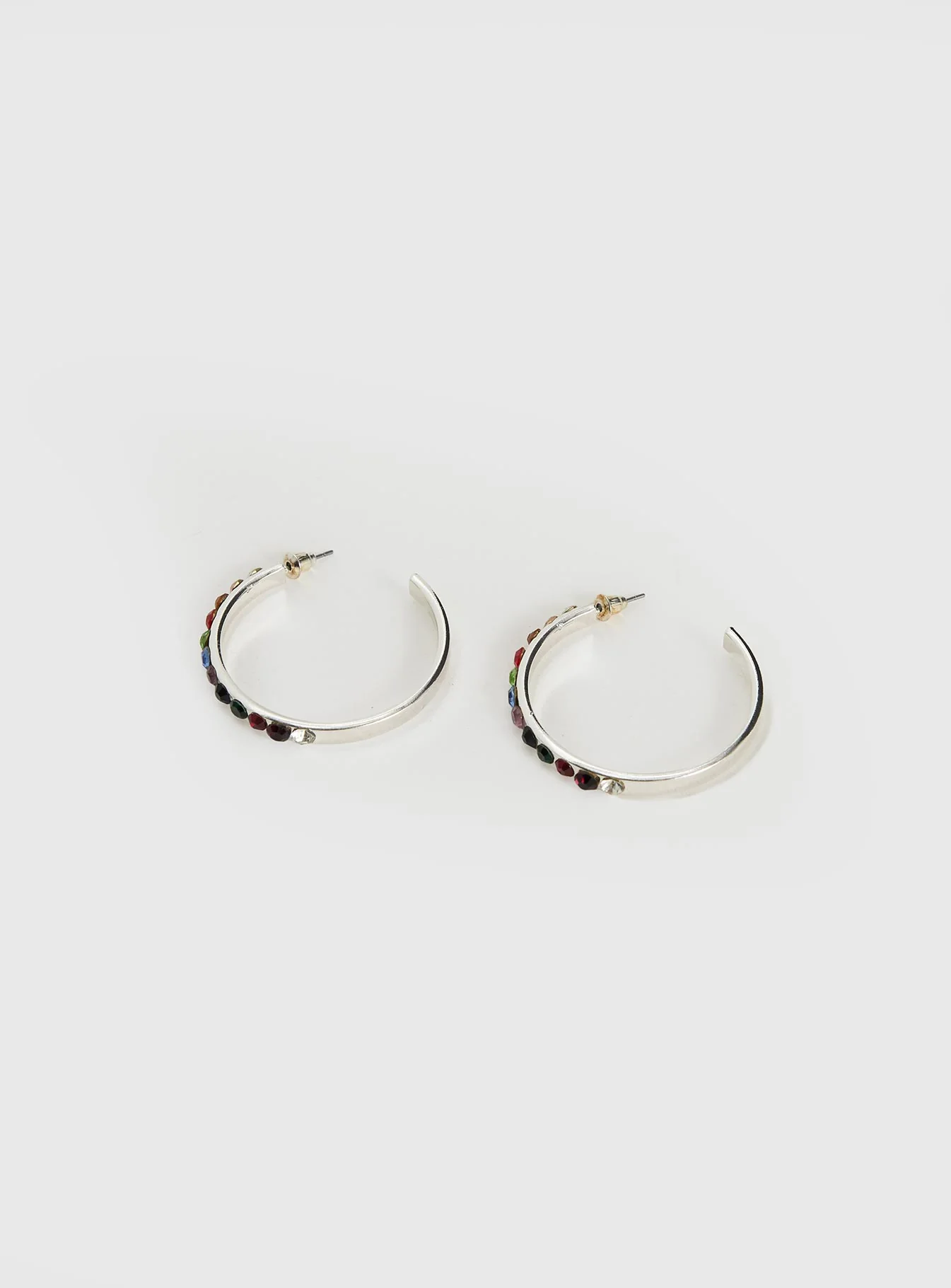 Leanah Gemstone Hoop Earrings Silver - Image 3