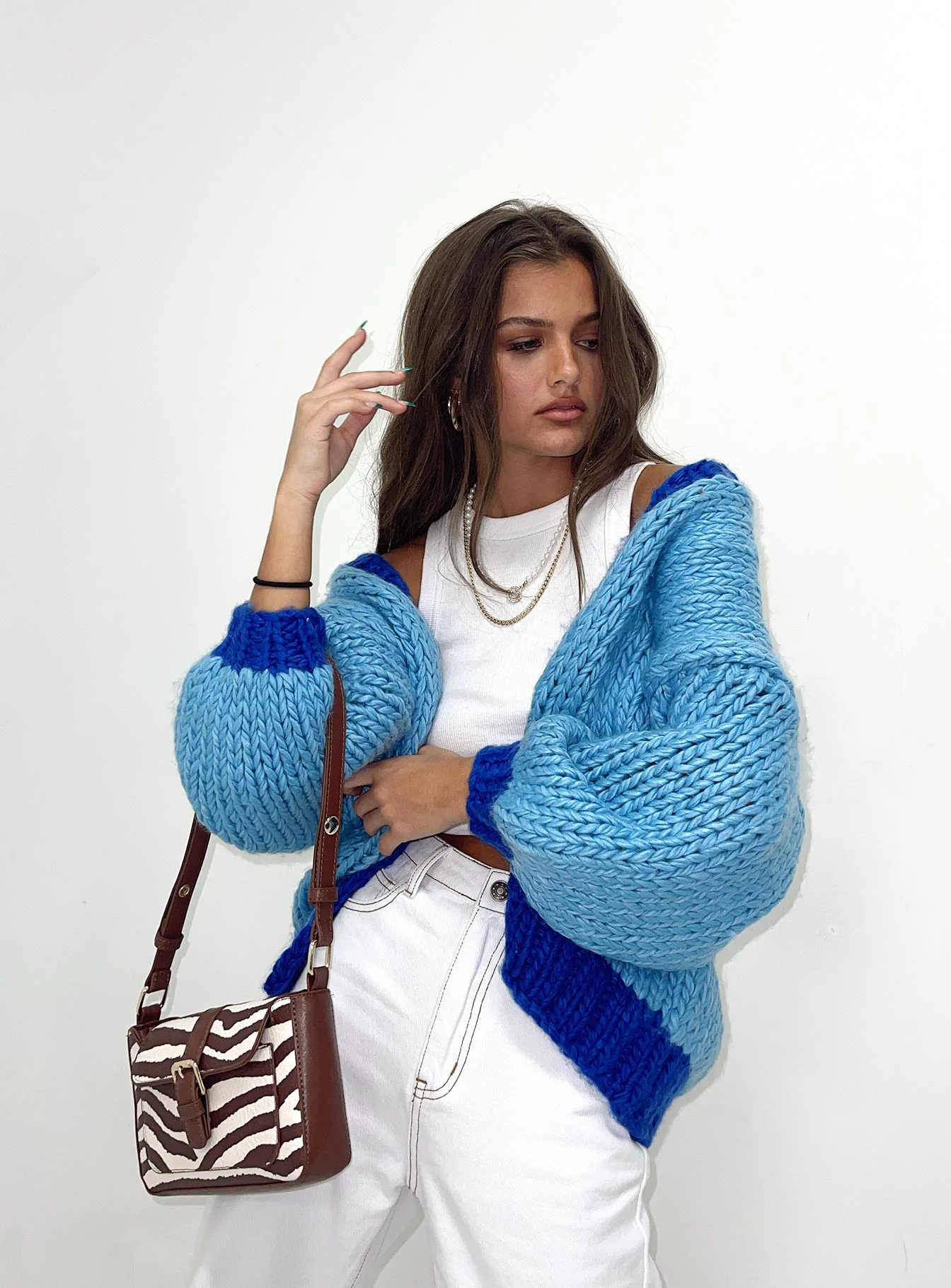 Lester Knit Cardigan Blue - Image 9