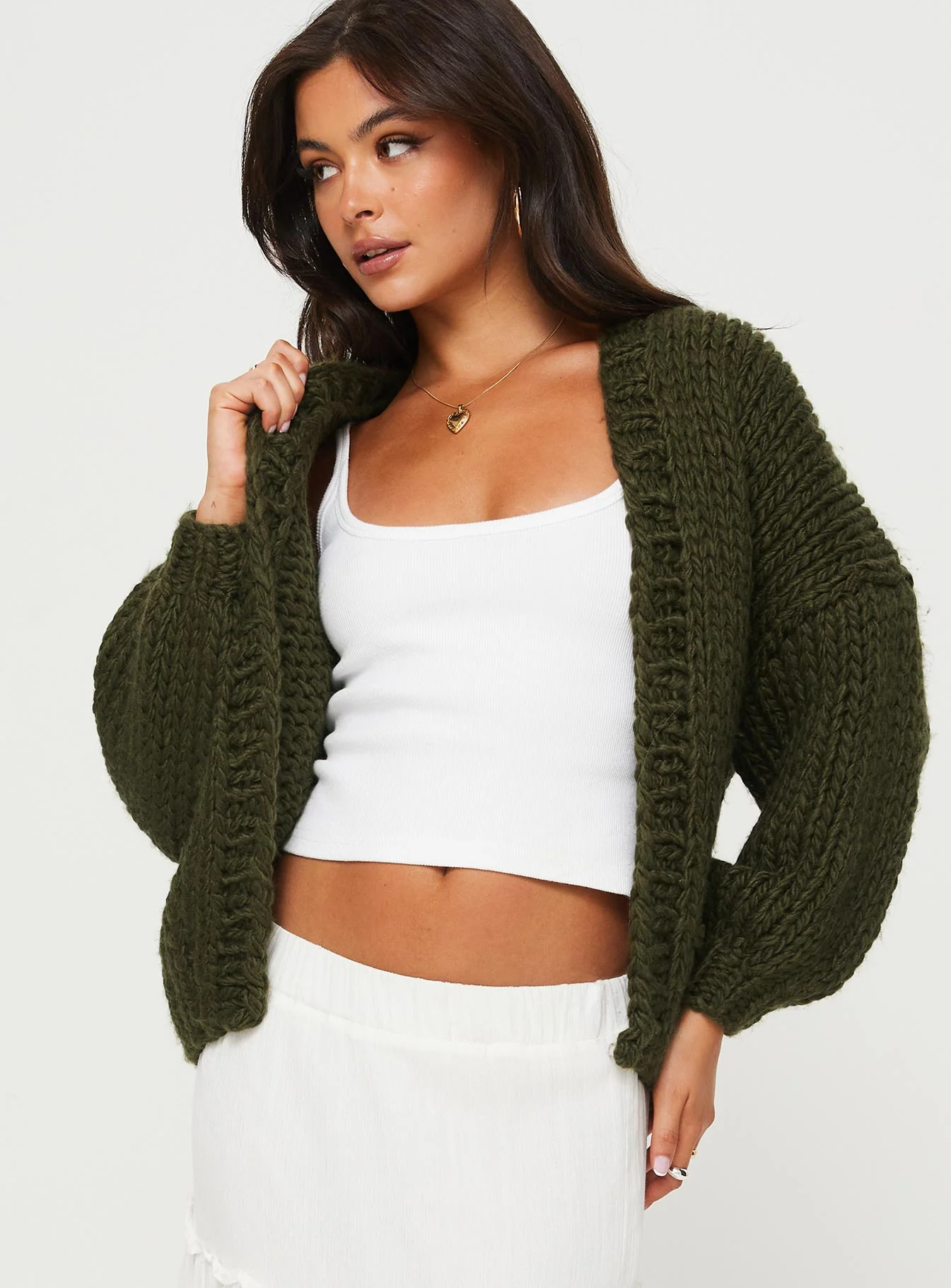 Lester Knit Cardigan Olive - Image 2