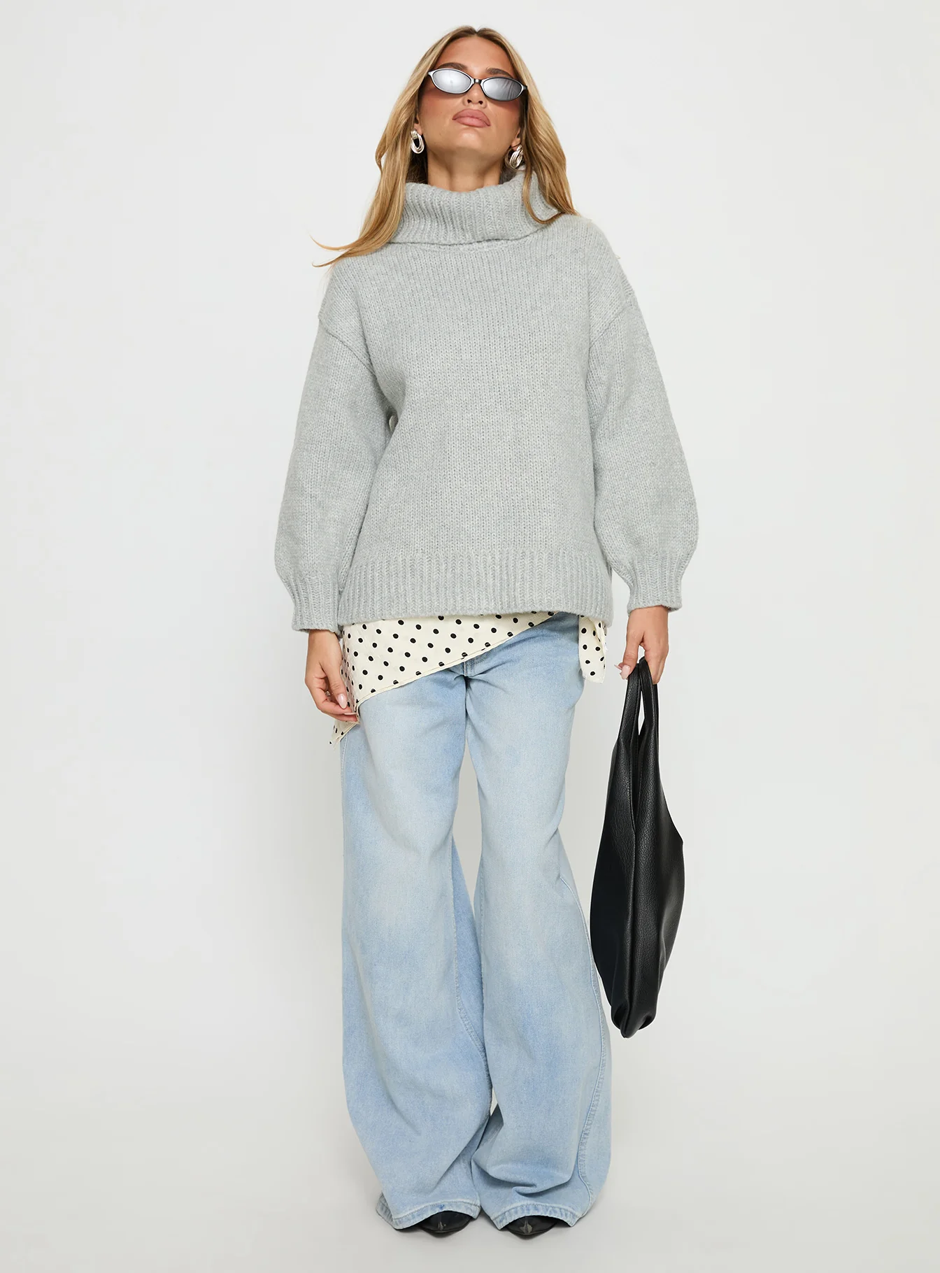 Let Love In Knit Sweater Grey - Image 2
