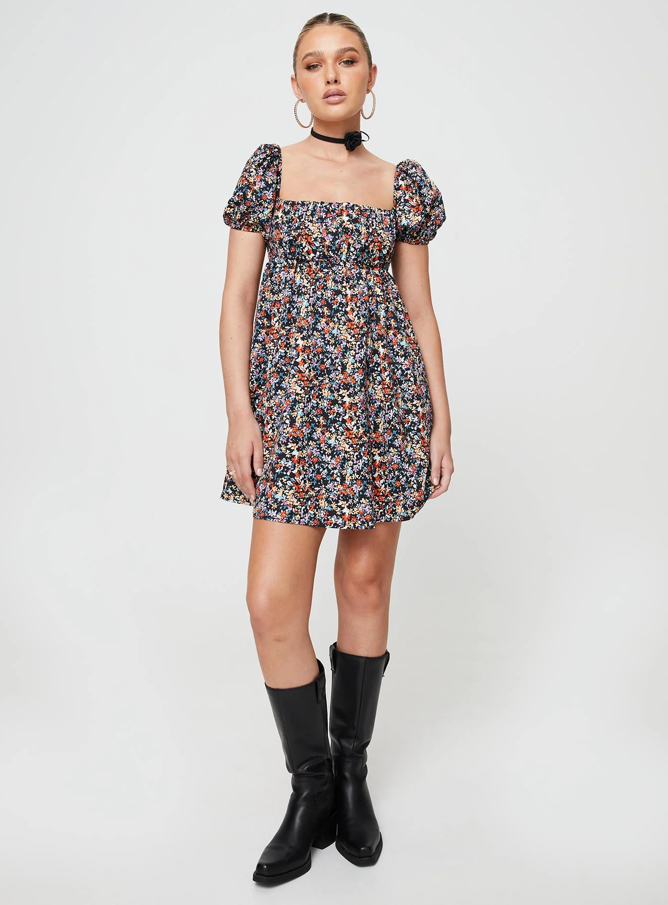 Let's Dance Mini Dress Black Floral - Image 3
