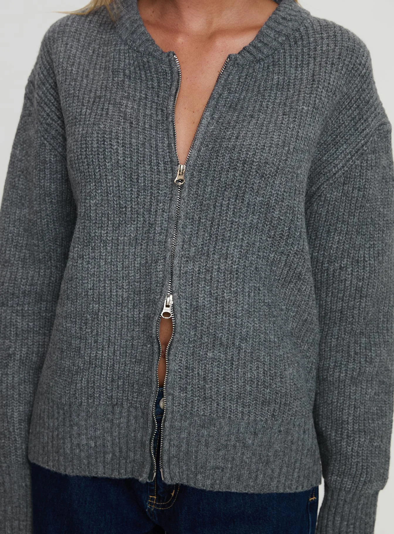 Lexene Zip Through Jumper Grey - Image 6