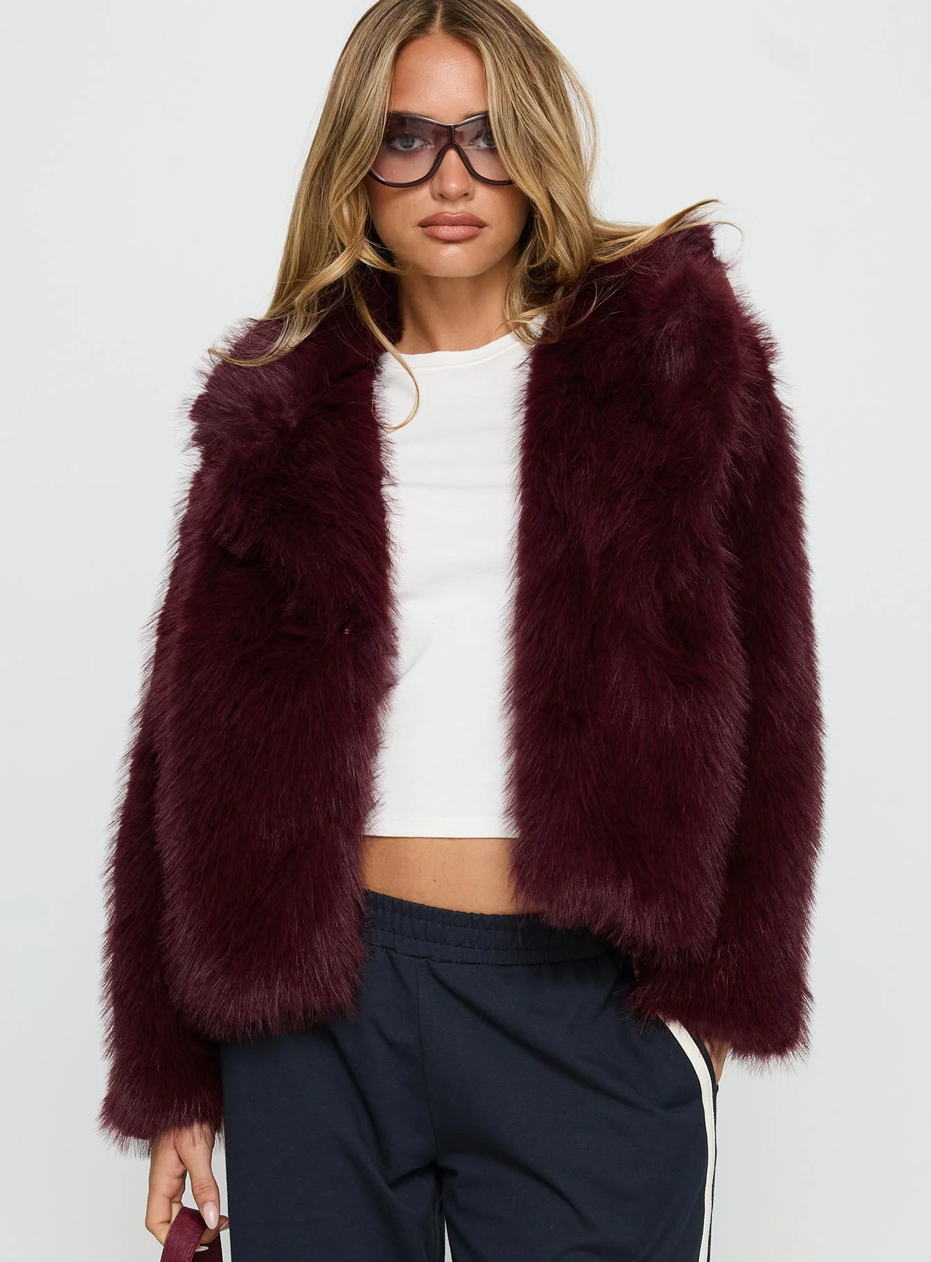 Liannah Faux Fur Jacket Red - Image 2