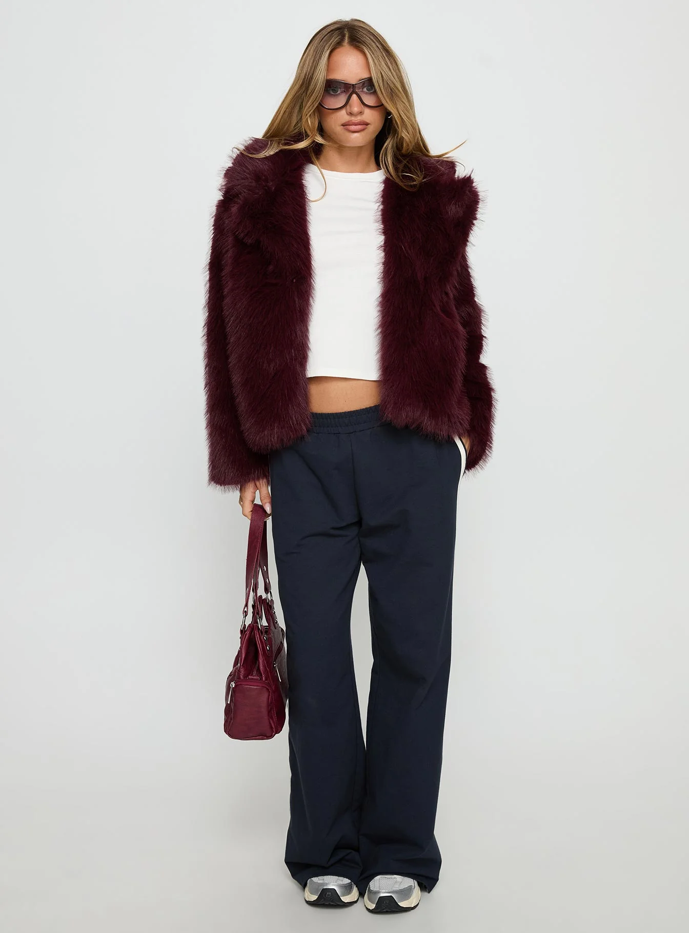 Liannah Faux Fur Jacket Red - Image 3