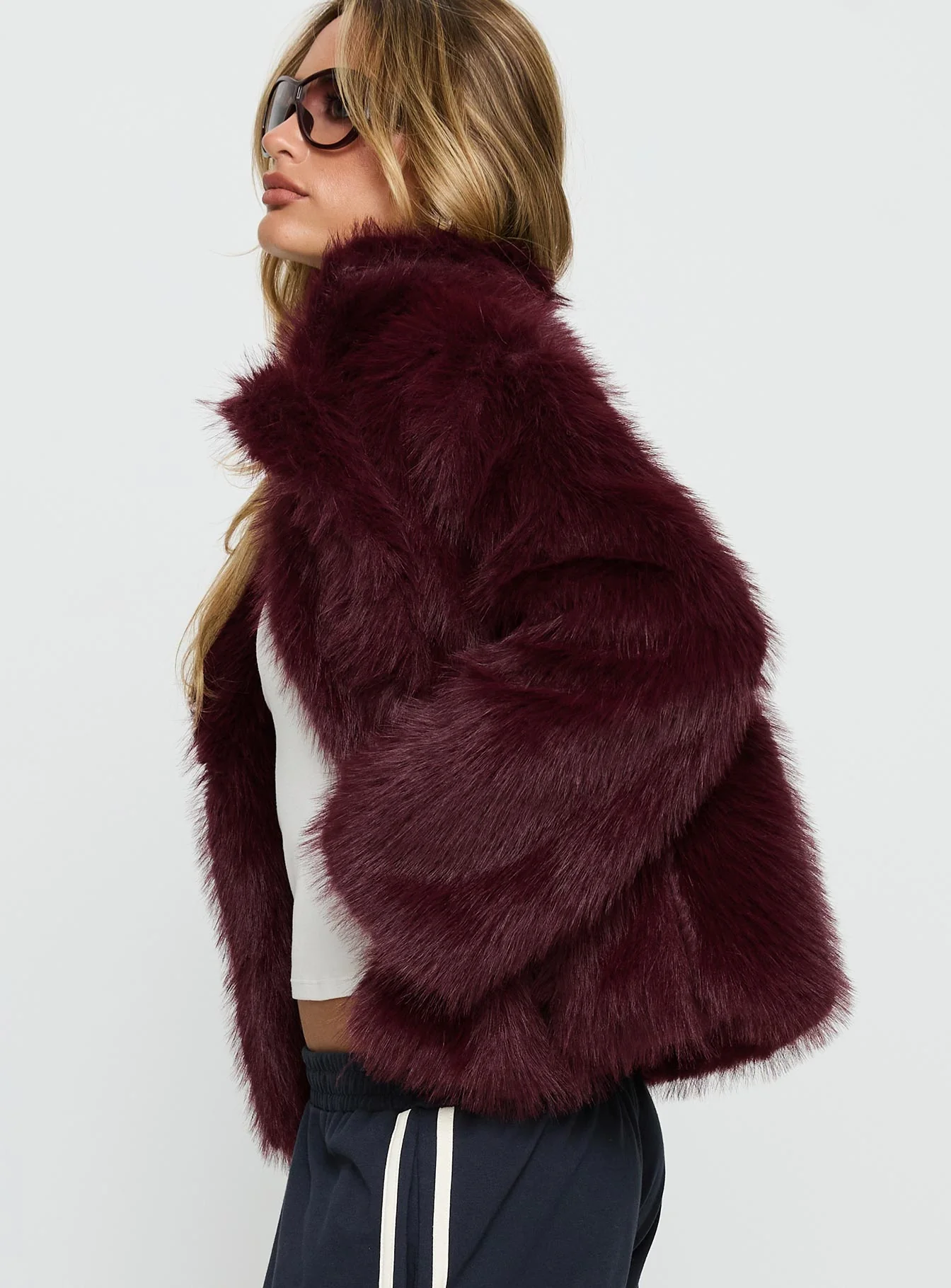 Liannah Faux Fur Jacket Red - Image 4