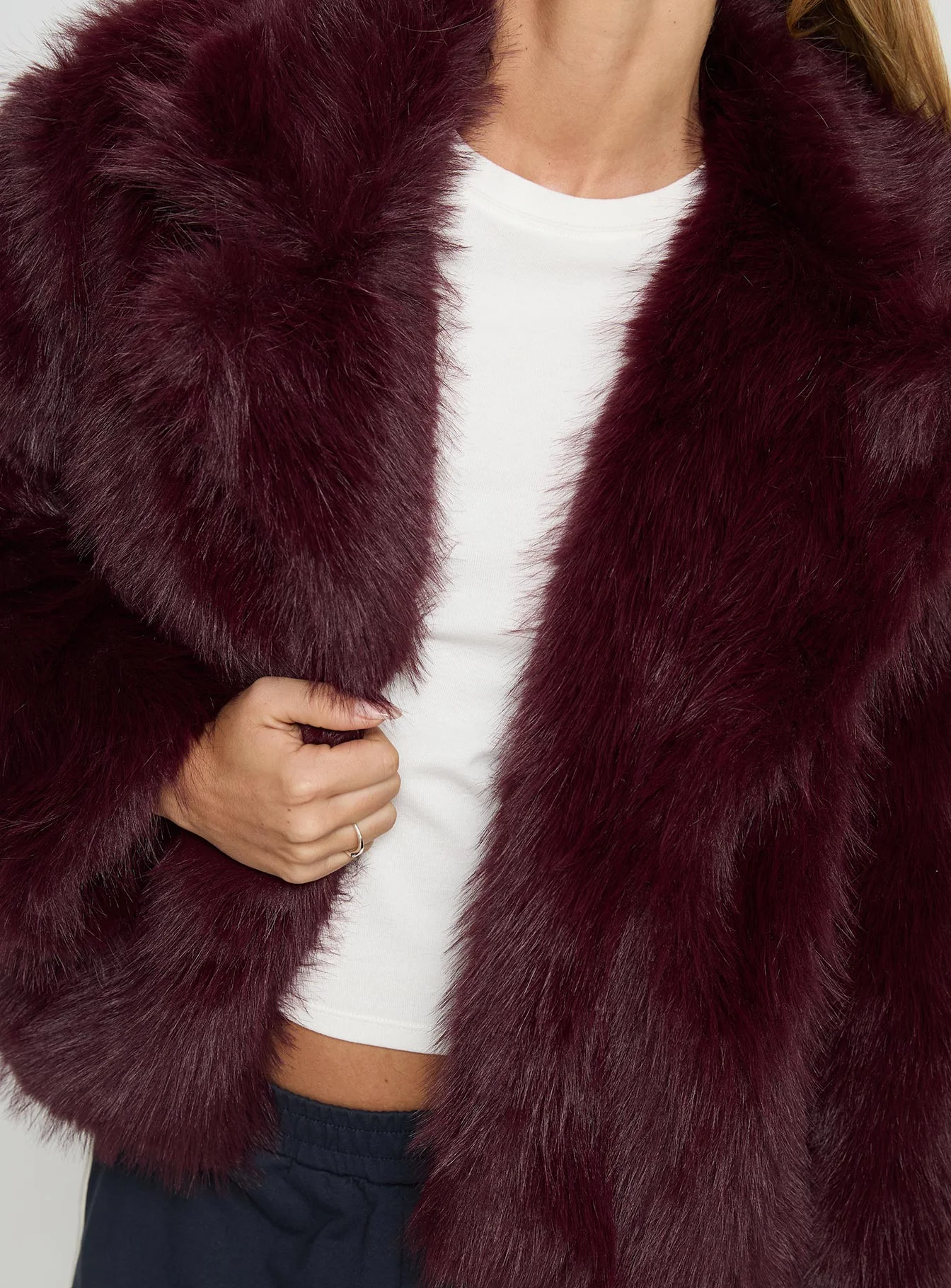 Liannah Faux Fur Jacket Red - Image 6