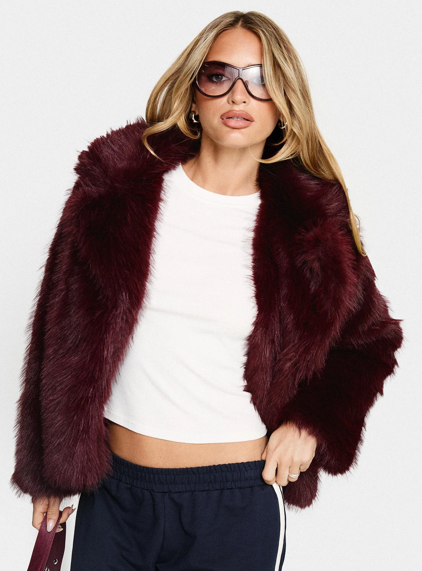 Liannah Faux Fur Jacket Red - Image 9