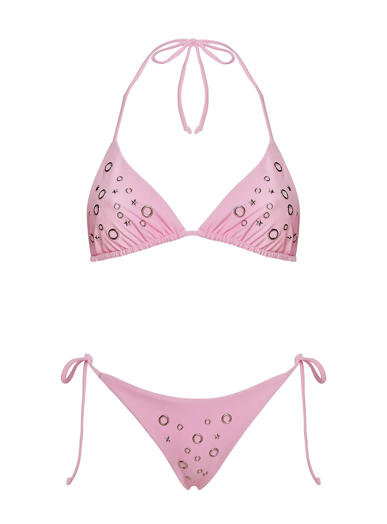 Likaia Embellished Triangle Bikini Top Pink - Image 6
