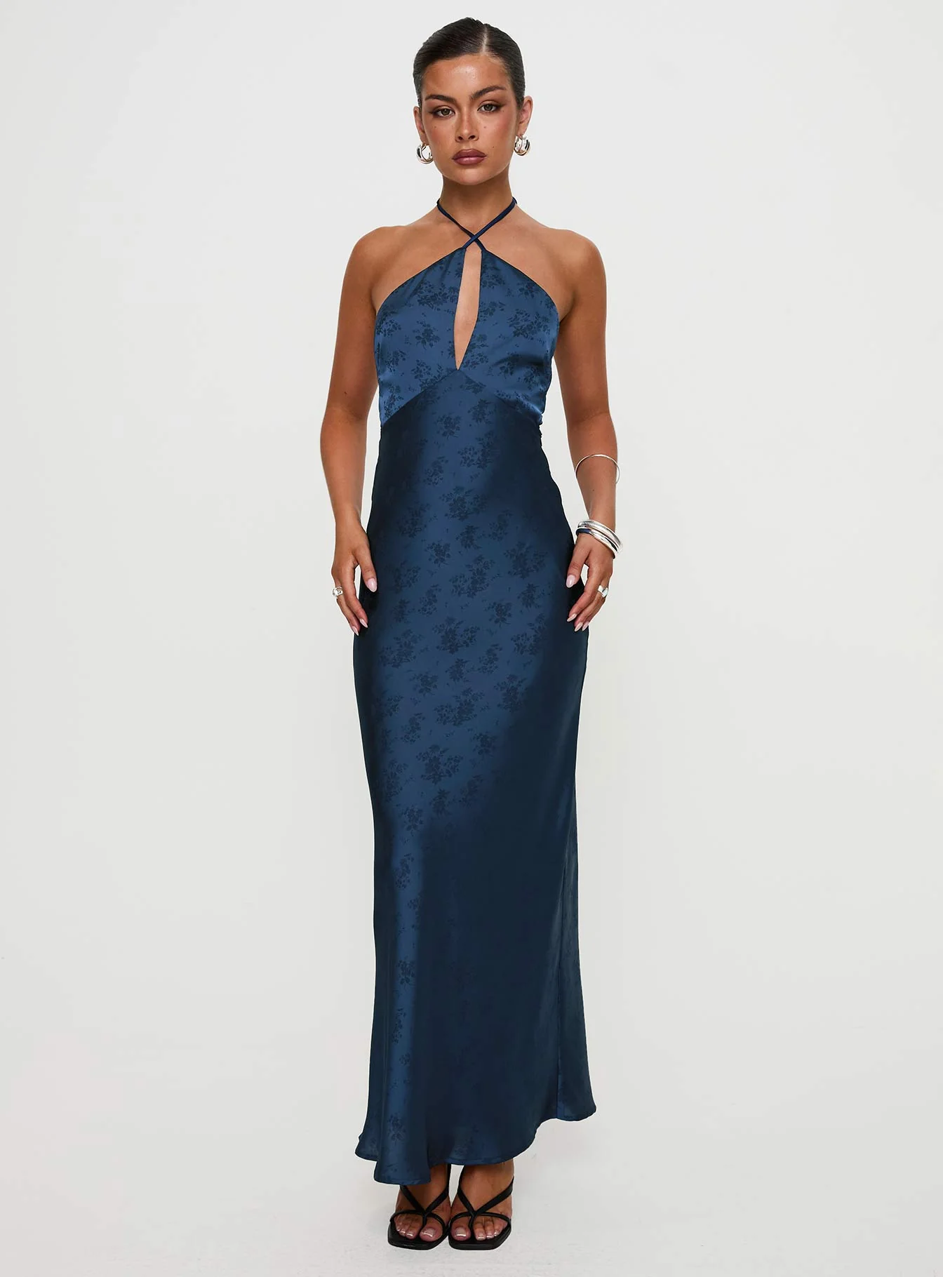 Limosina Halter Maxi Dress Navy - Image 3