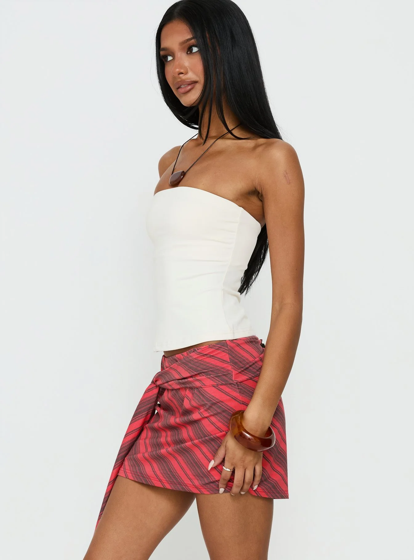 Lindsy Tie Side Mini Skirt Red Multi - Image 4
