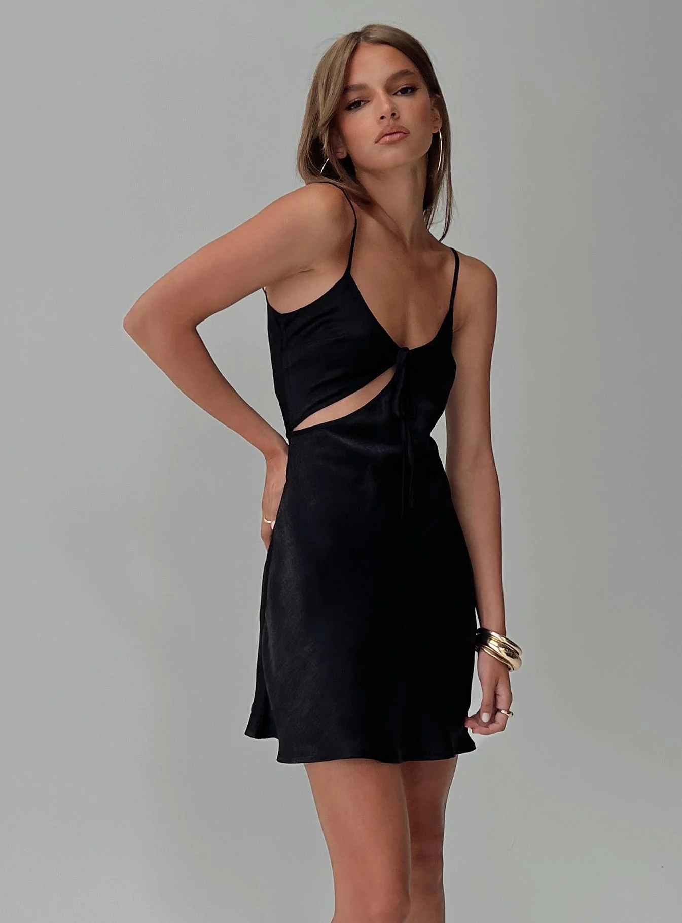 Linger Bias Cut Dress Black - Image 8