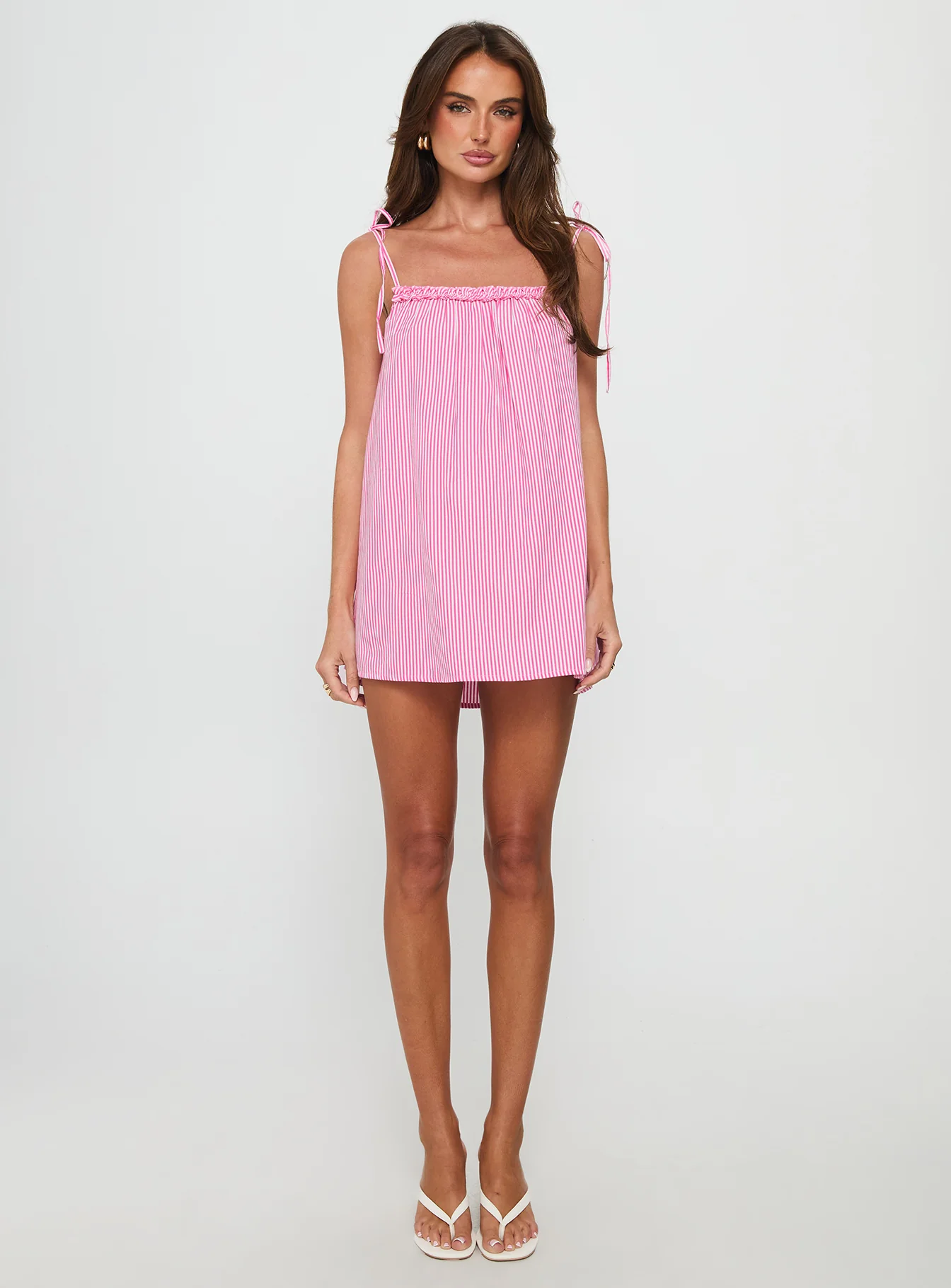Little Wonders Frill Smock Mini Dress Pink Stripe - Image 7