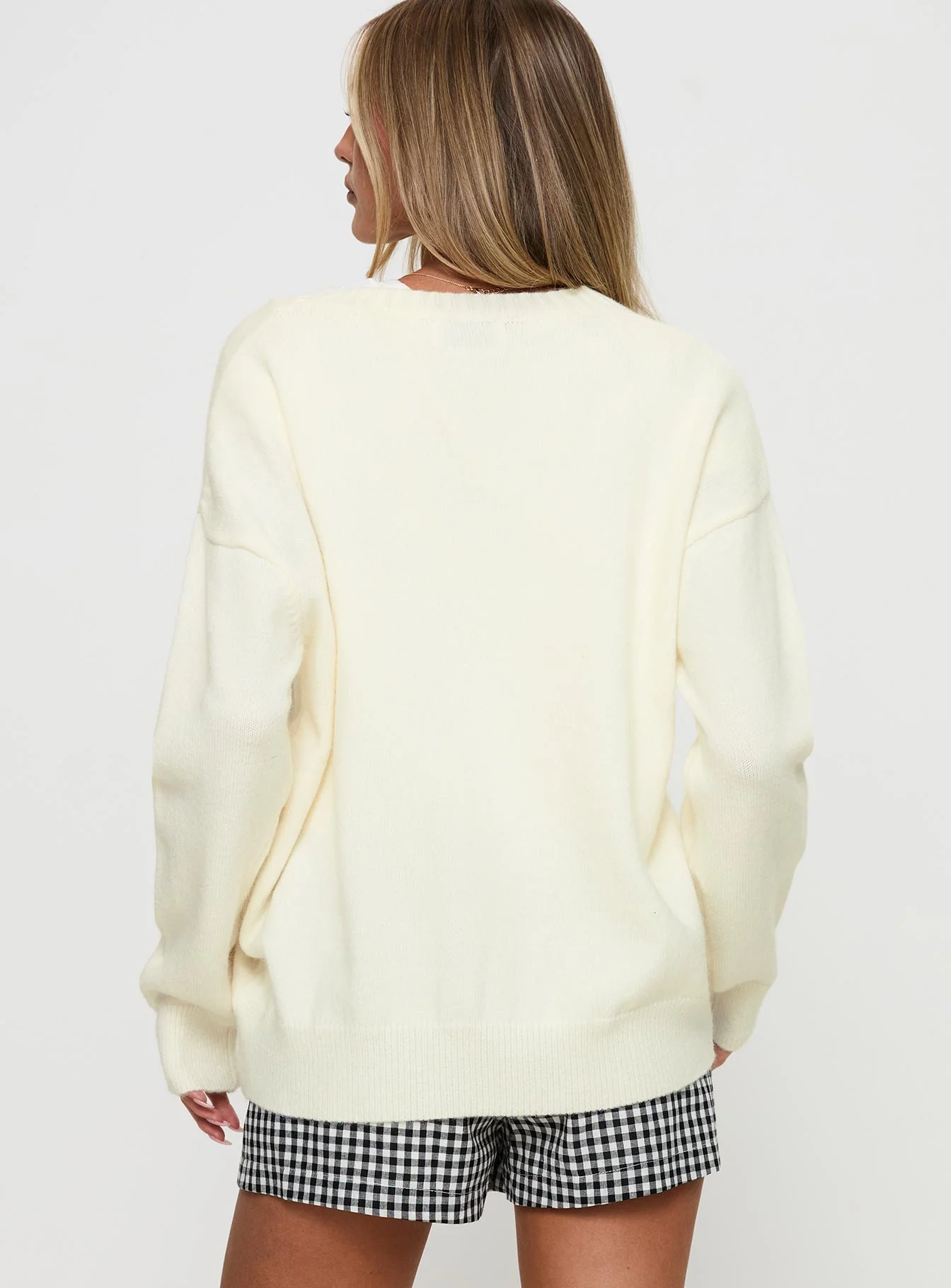 Living Is Easy Knit Sweater White - Image 5