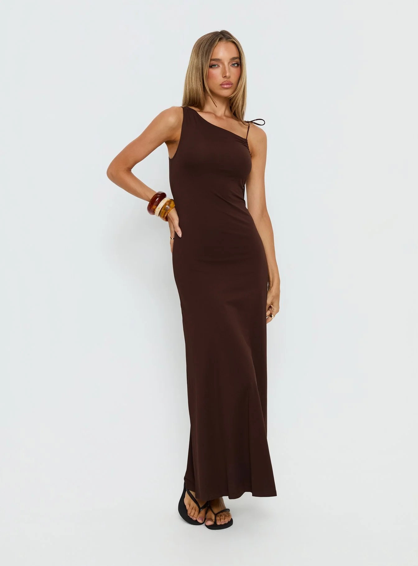 Lorinna Tie Shoulder Maxi Dress Brown - Image 2