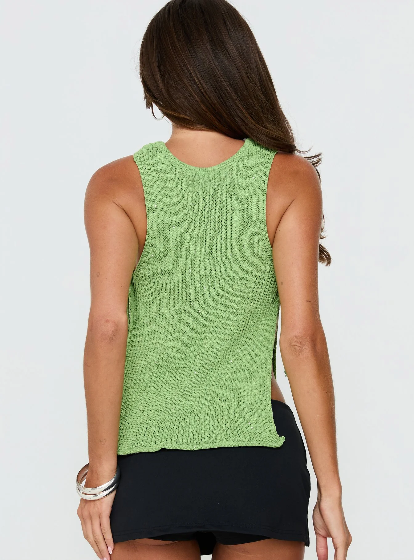 Love Notes Tie Side Sleeveless Top Green - Image 4