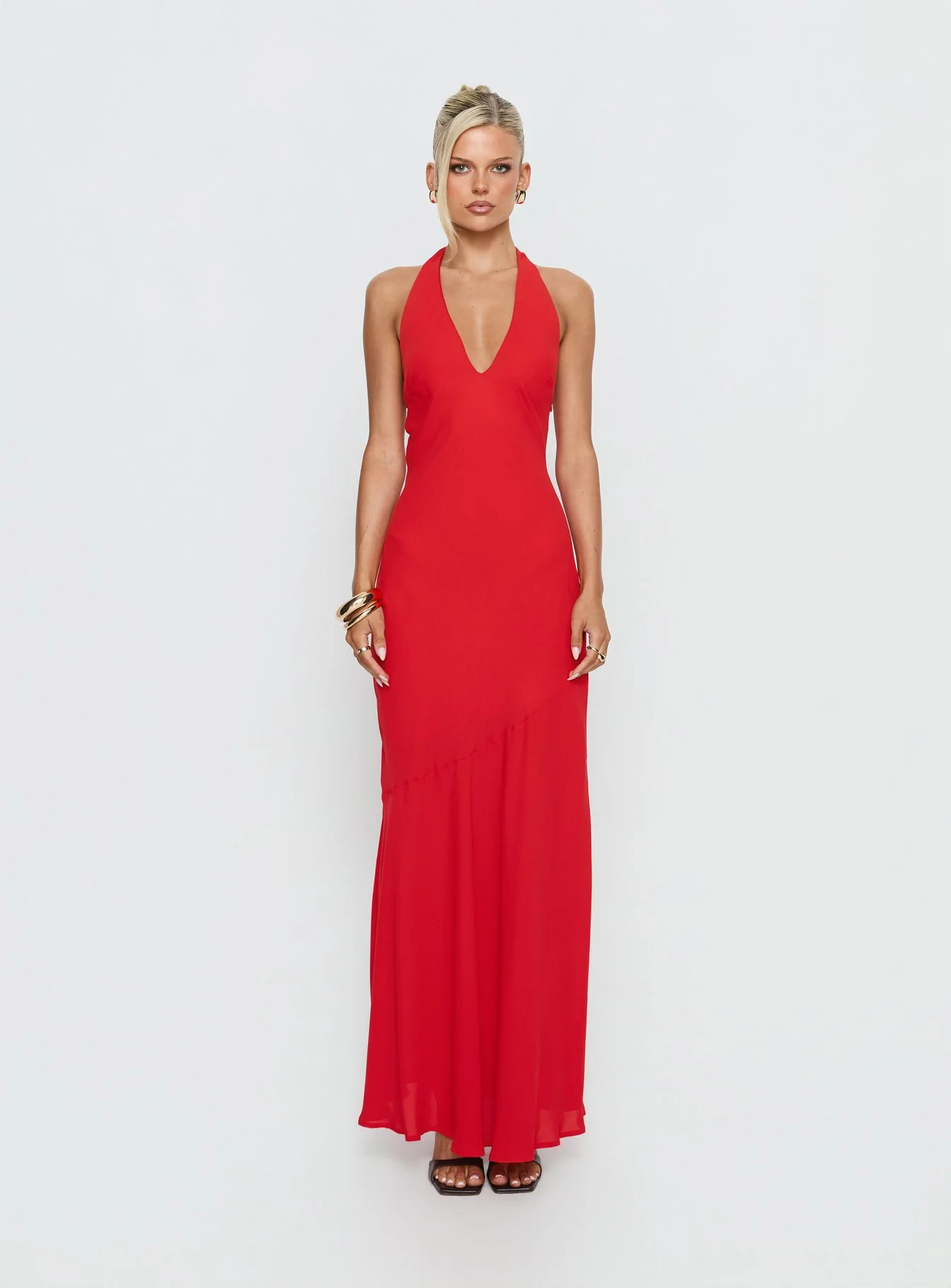 Luannie Halter Scarf Tie Maxi Dress Red - Image 8