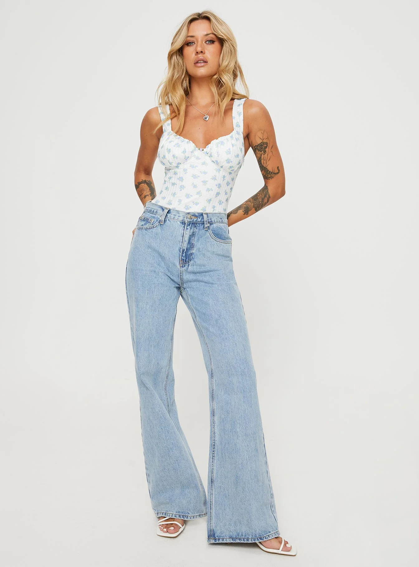Lupton Bodysuit White / Blue Floral - Image 3