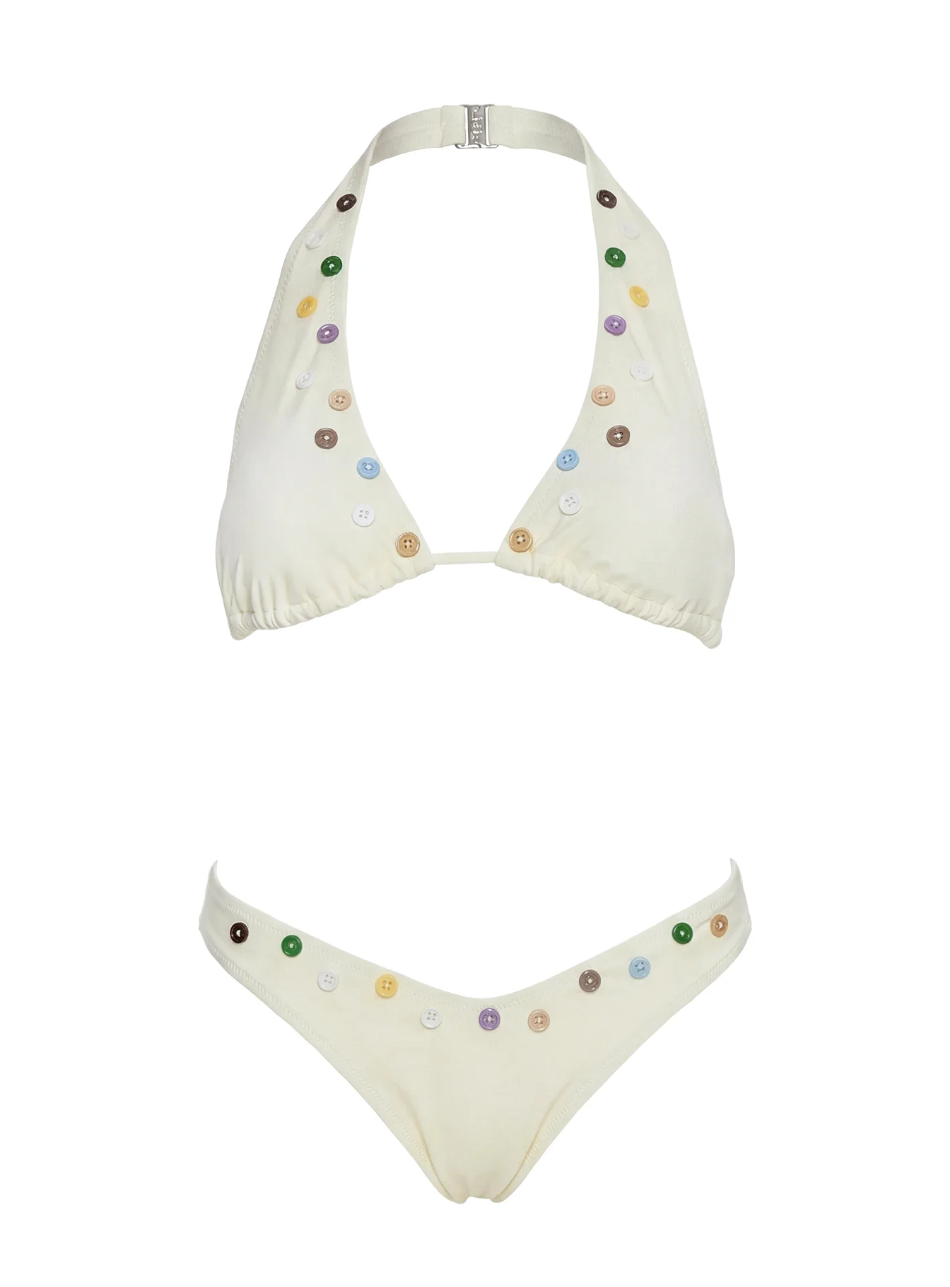 Lynea Halter Button Detail Bikini Top Butter - Image 5