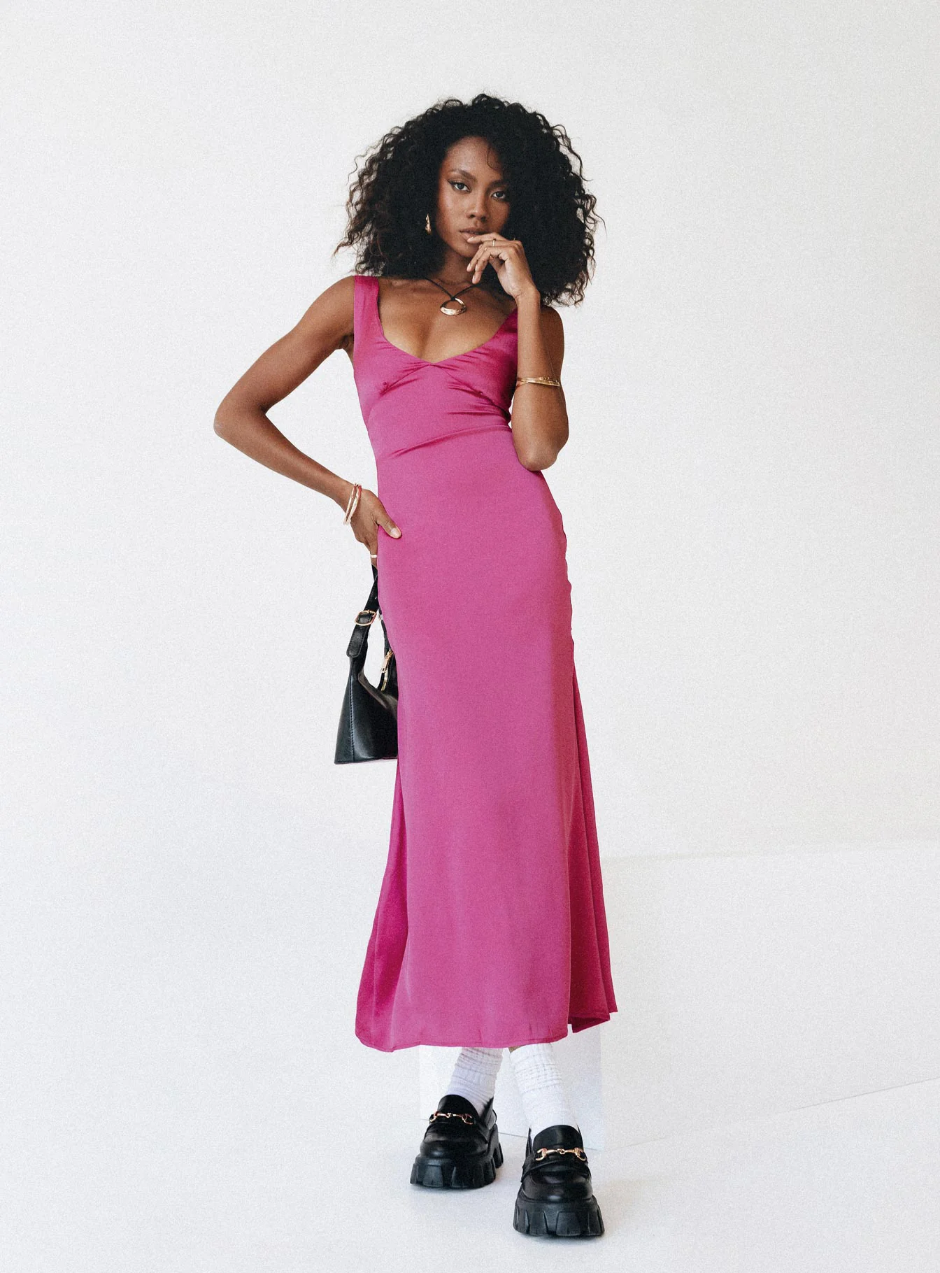 Lynsey Midi Dress Fuchsia - Image 9
